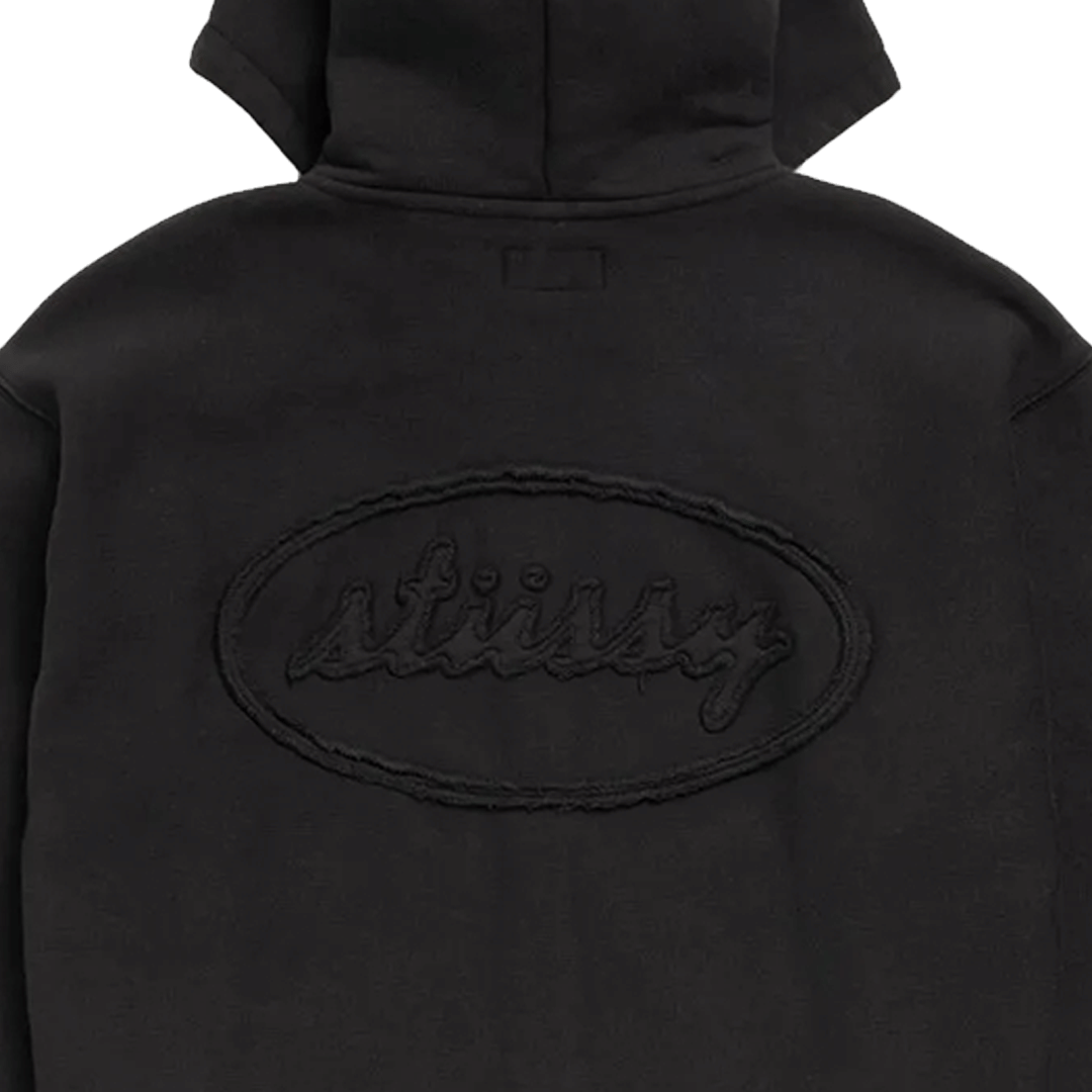 Stussy CURSIVE APPLIQUE ZIP HOODIE BLACK