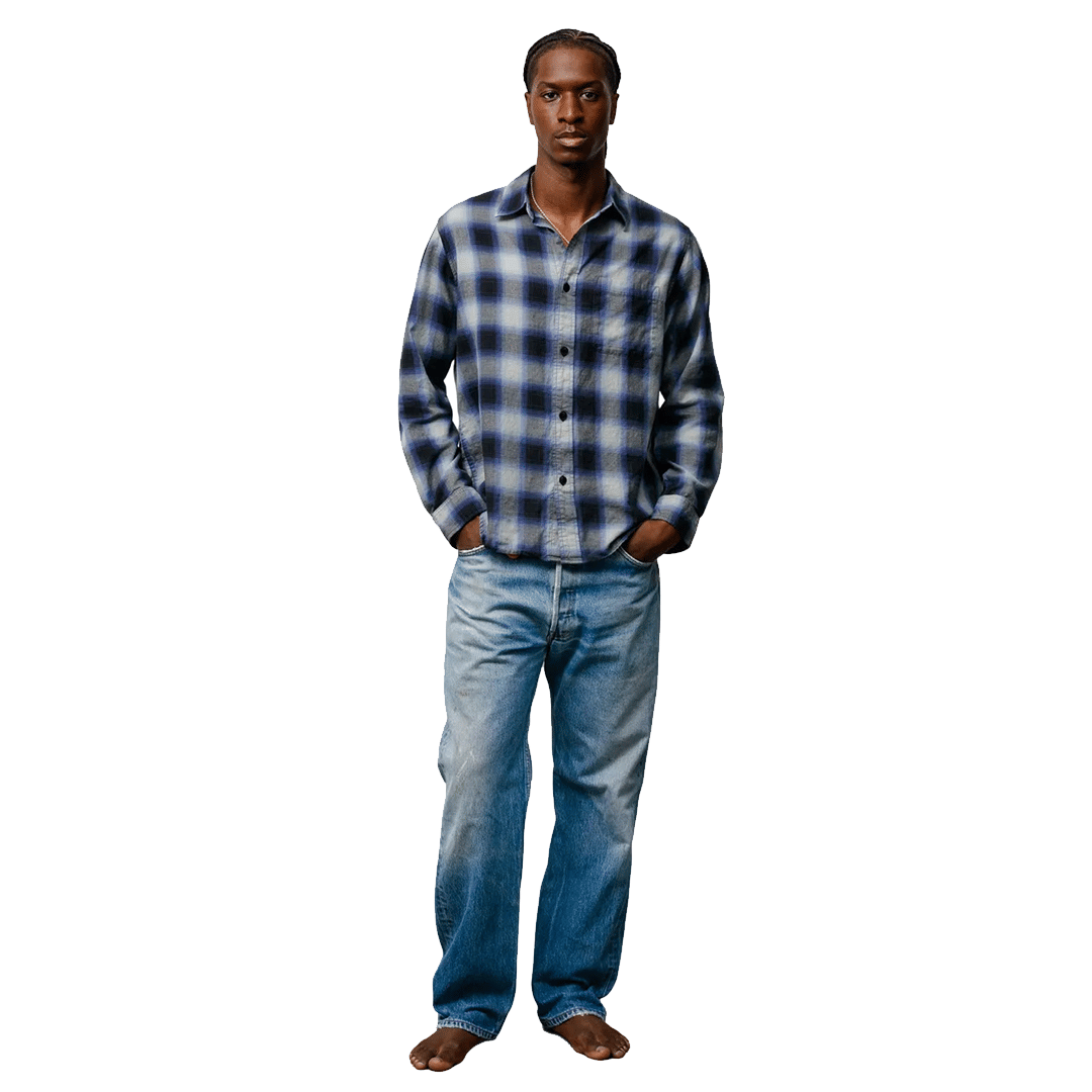 Stussy BEACH OMBRE PLAID SHIRT BLACK