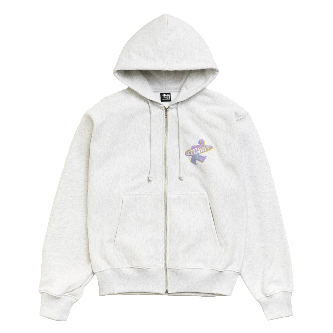Stussy DOT SURF ZIP HOODIE ASH HEATHER