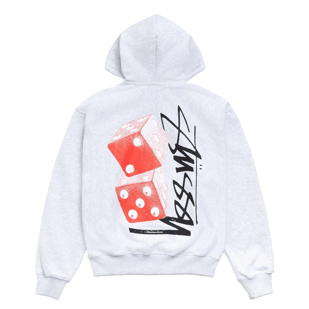 Stussy TALL DICE ZIP HOODIE ASH HEATHER