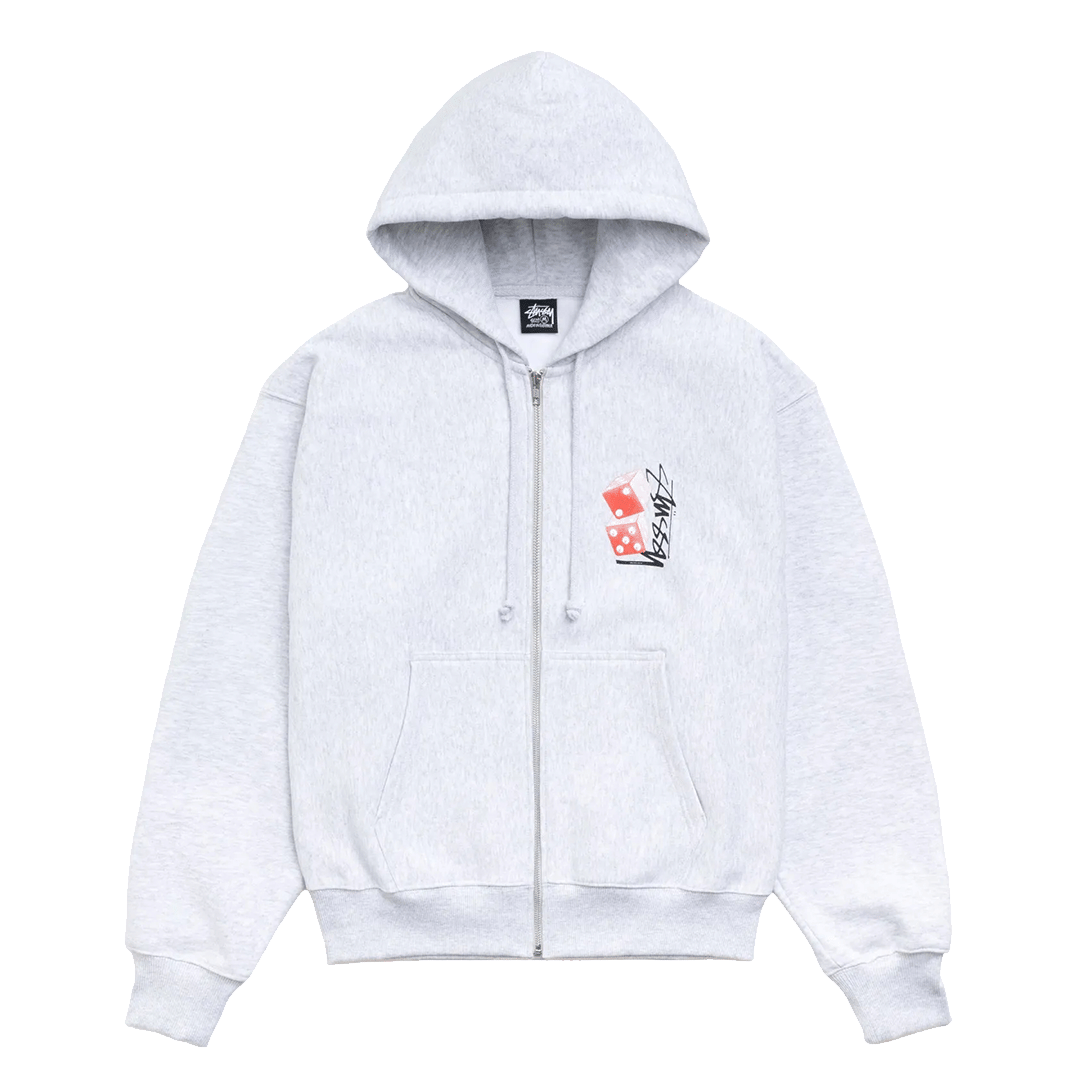 Stussy TALL DICE ZIP HOODIE ASH HEATHER