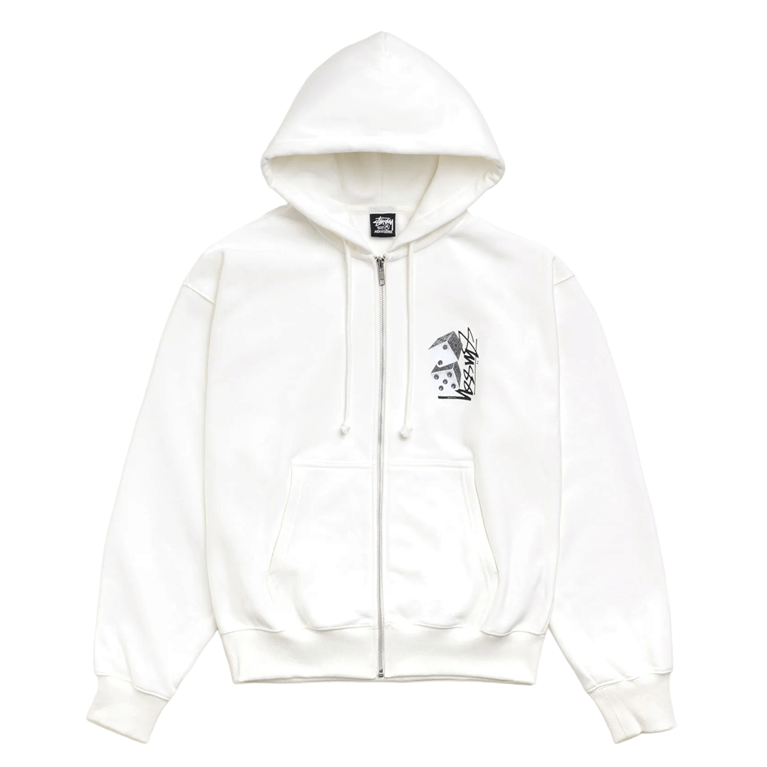 Stussy TALL DICE ZIP HOODIE OFF WHITE