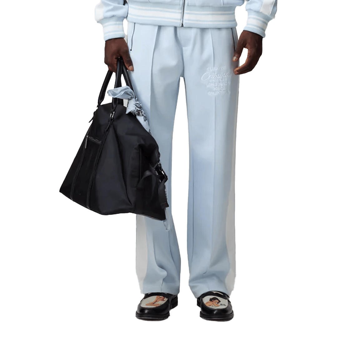 CRIMINAL DAMAGE PIN TUCK TRACK PANT BLUE/OFF WHITE