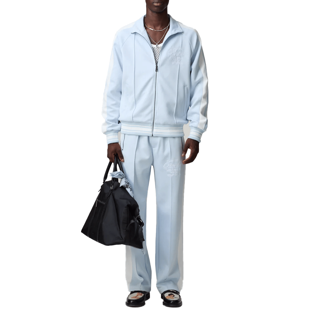 CRIMINAL DAMAGE PIN TUCK TRACK PANT BLUE/OFF WHITE