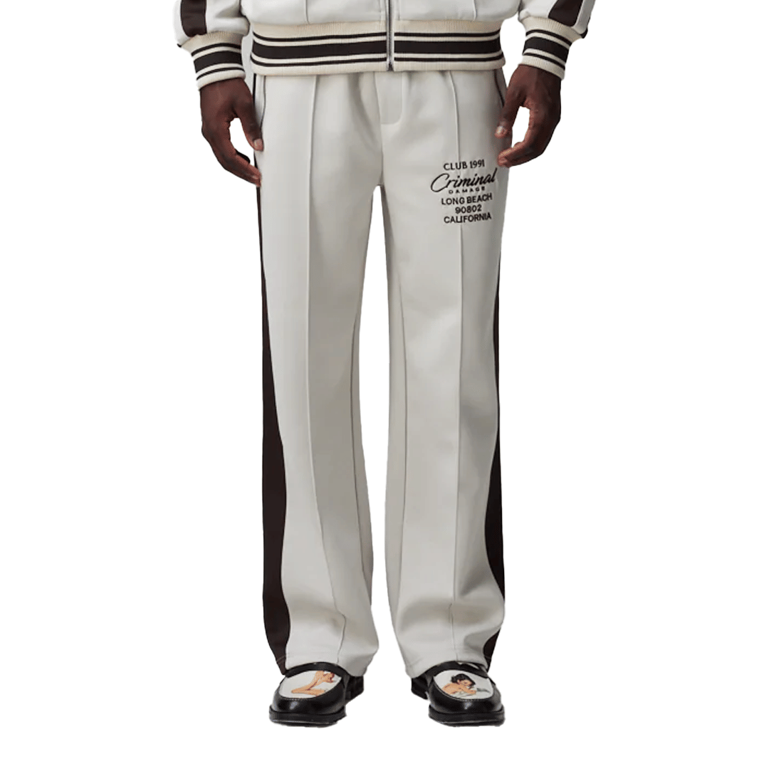 CRIMINAL DAMAGE PIN TUCK TRACK PANT STONE/BROWN