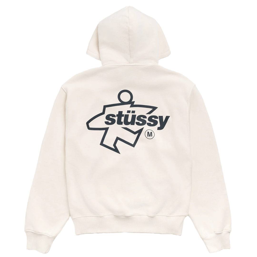 Stussy SURF SIZE ZIP HOODIE BONE