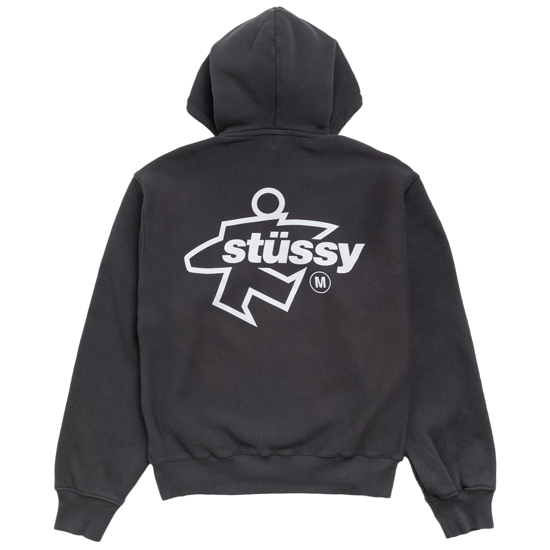 Stussy SURF SIZE ZIP HOODIE FADED BLACK