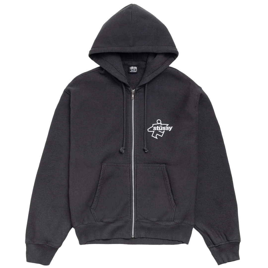 Stussy SURF SIZE ZIP HOODIE FADED BLACK