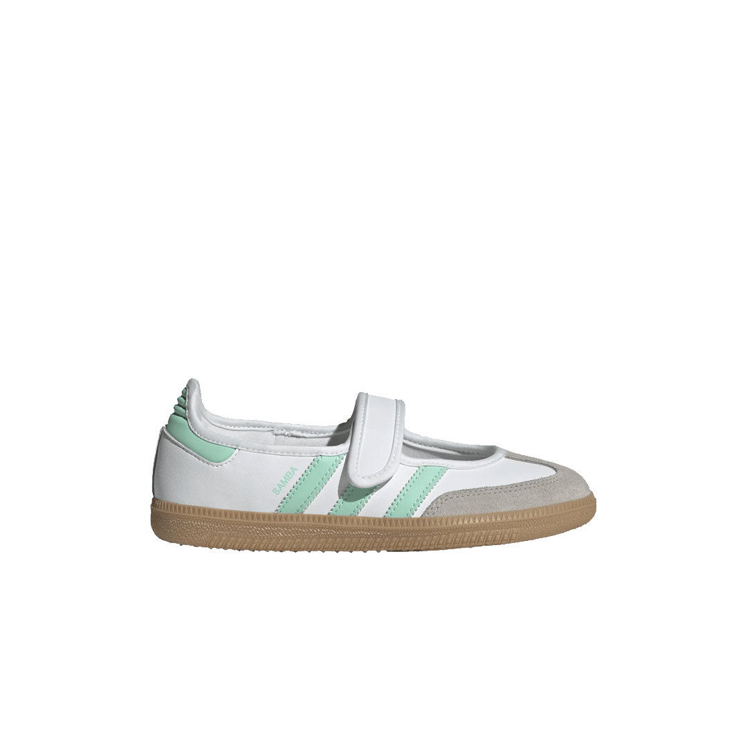 adidas KIDS' SAMBA JANE SHOES CLOUD WHITE / EASY GREEN