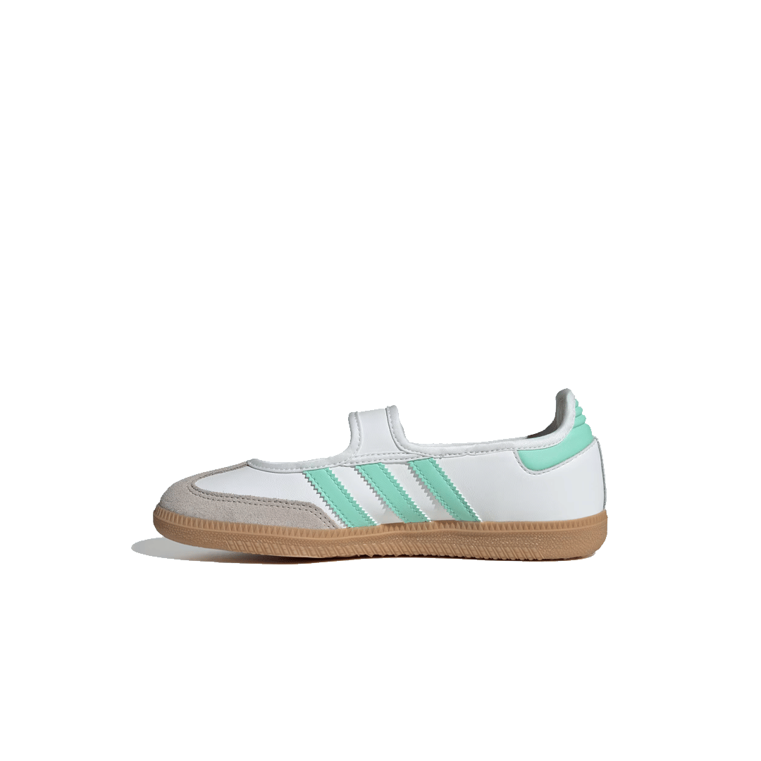 adidas KIDS' SAMBA JANE SHOES CLOUD WHITE / EASY GREEN