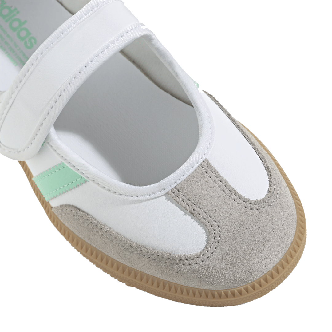 adidas KIDS' SAMBA JANE SHOES CLOUD WHITE / EASY GREEN