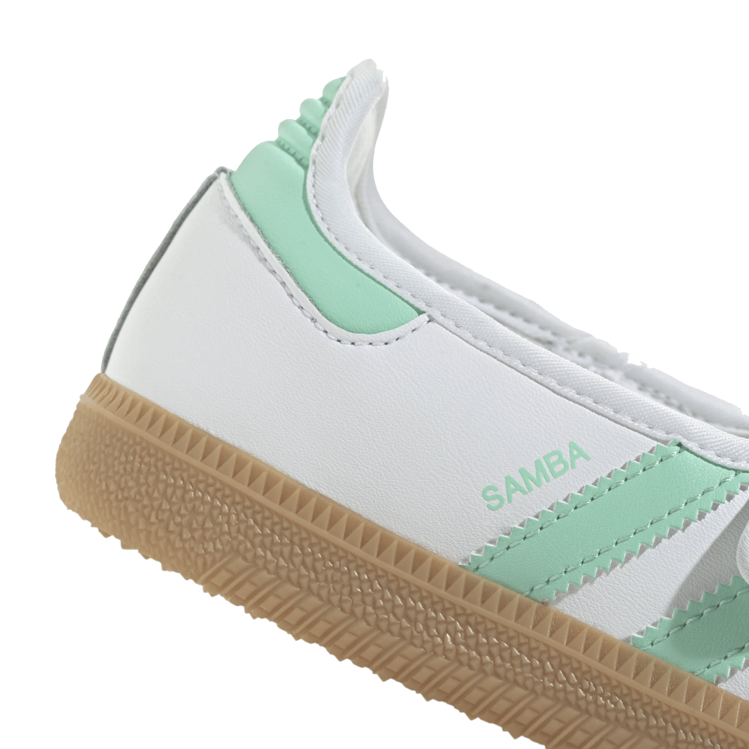 adidas KIDS' SAMBA JANE SHOES CLOUD WHITE / EASY GREEN
