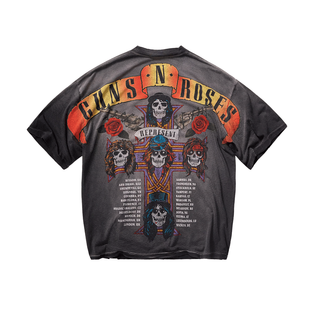 Represent GUNS N'ROSES TOUR T-SHIRT STAINED BLACK