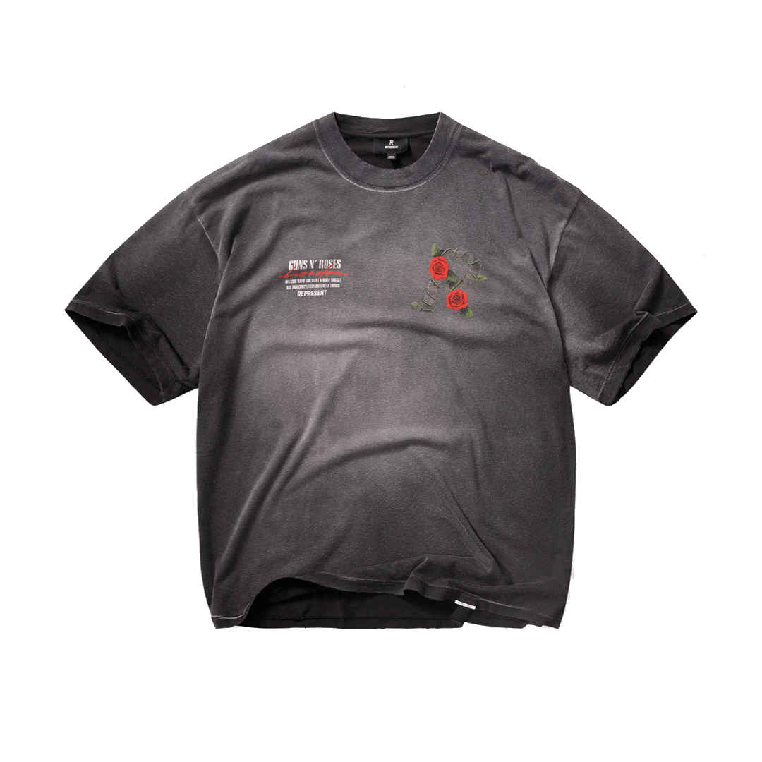 Represent GUNS N'ROSES TOUR T-SHIRT STAINED BLACK