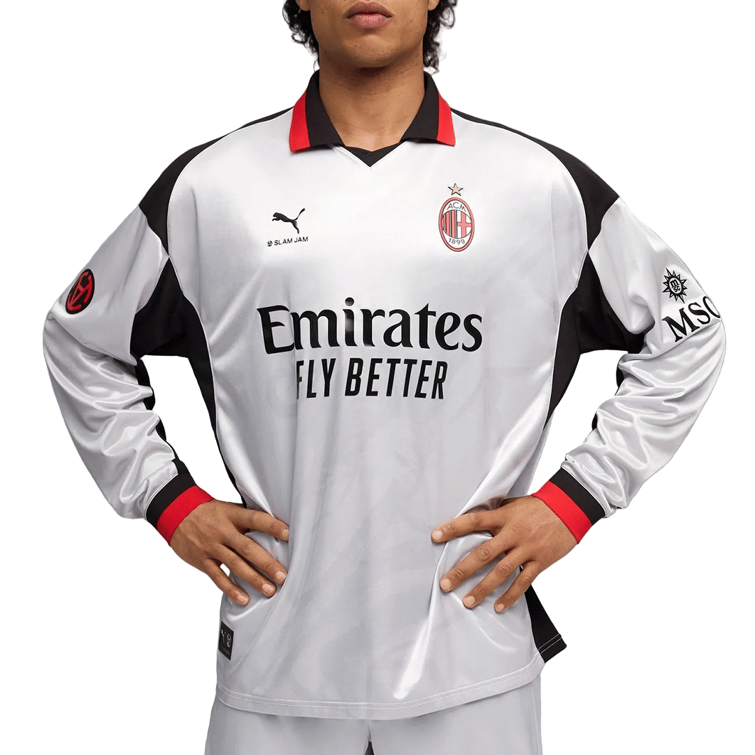 Puma SLAM JAM + AC MILAN 4TH KIT LIMITED EDITION LS JERSEY SILVER MIST