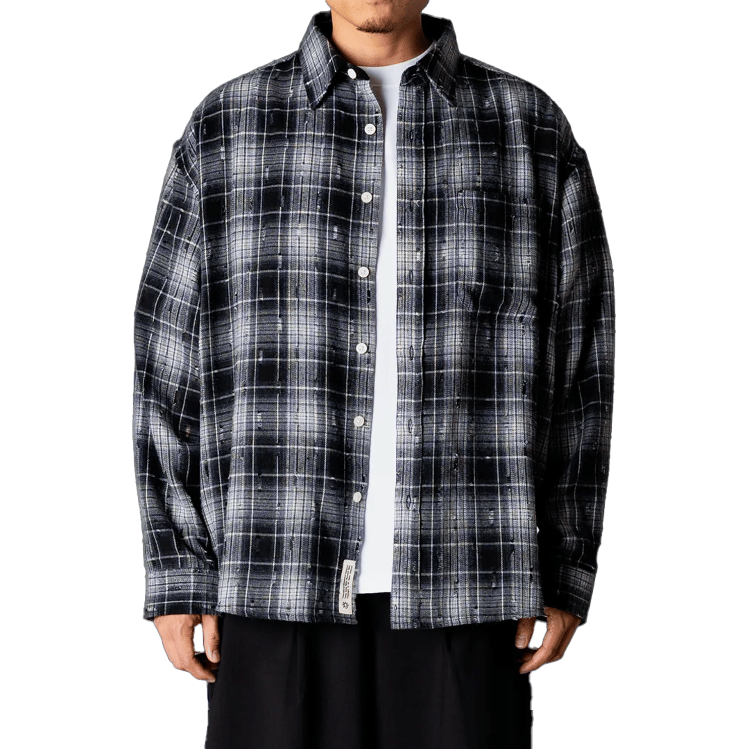 WOODBIRD JONG CHECK SUPPLY SHIRT BLACK