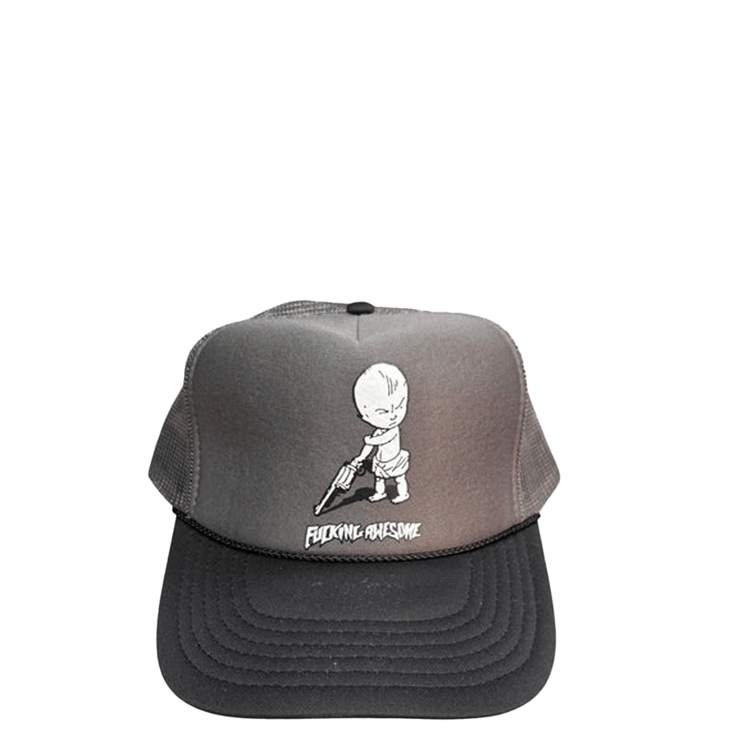 FUCKING AWESOME GUN BABY SOFT FOAM TRUCKER HAT GREY