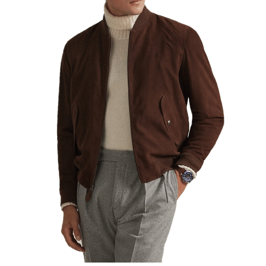 Polo Ralph Lauren SUEDE FLIGHT JACKET COOPER BROWN