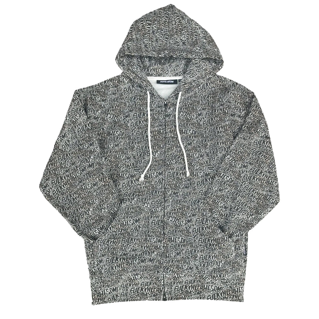 FUCKING AWESOME BURNT STICKER STAMP ZIP HOODIE