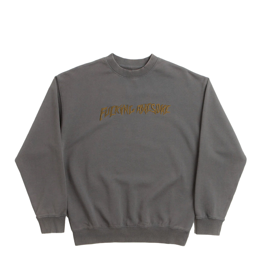 FUCKING AWESOME DISTRESSED STAMP CREWNECK SWEATSHIRT BROWN
