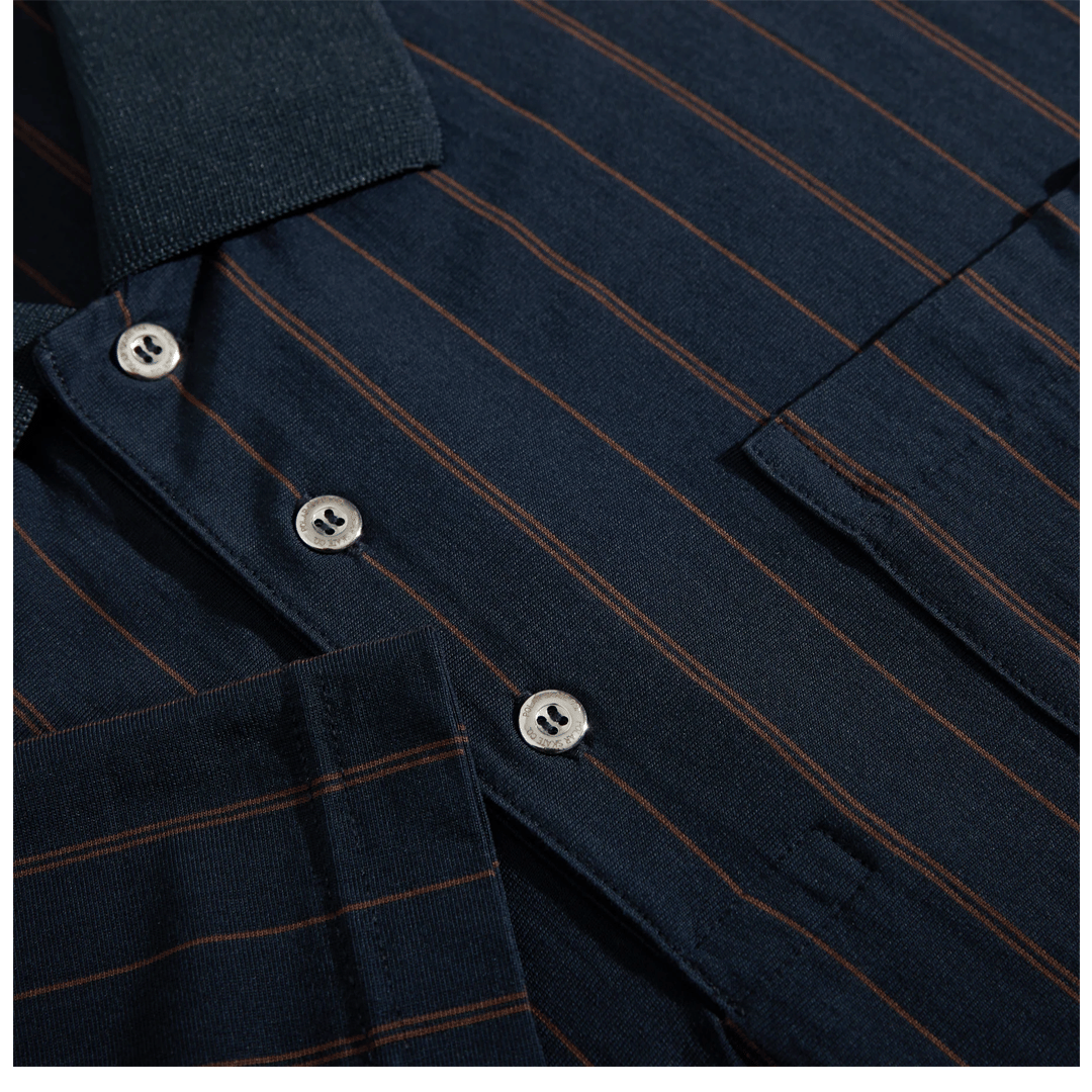 POLAR FANCY POLO SHIRT NAVY / BROWN