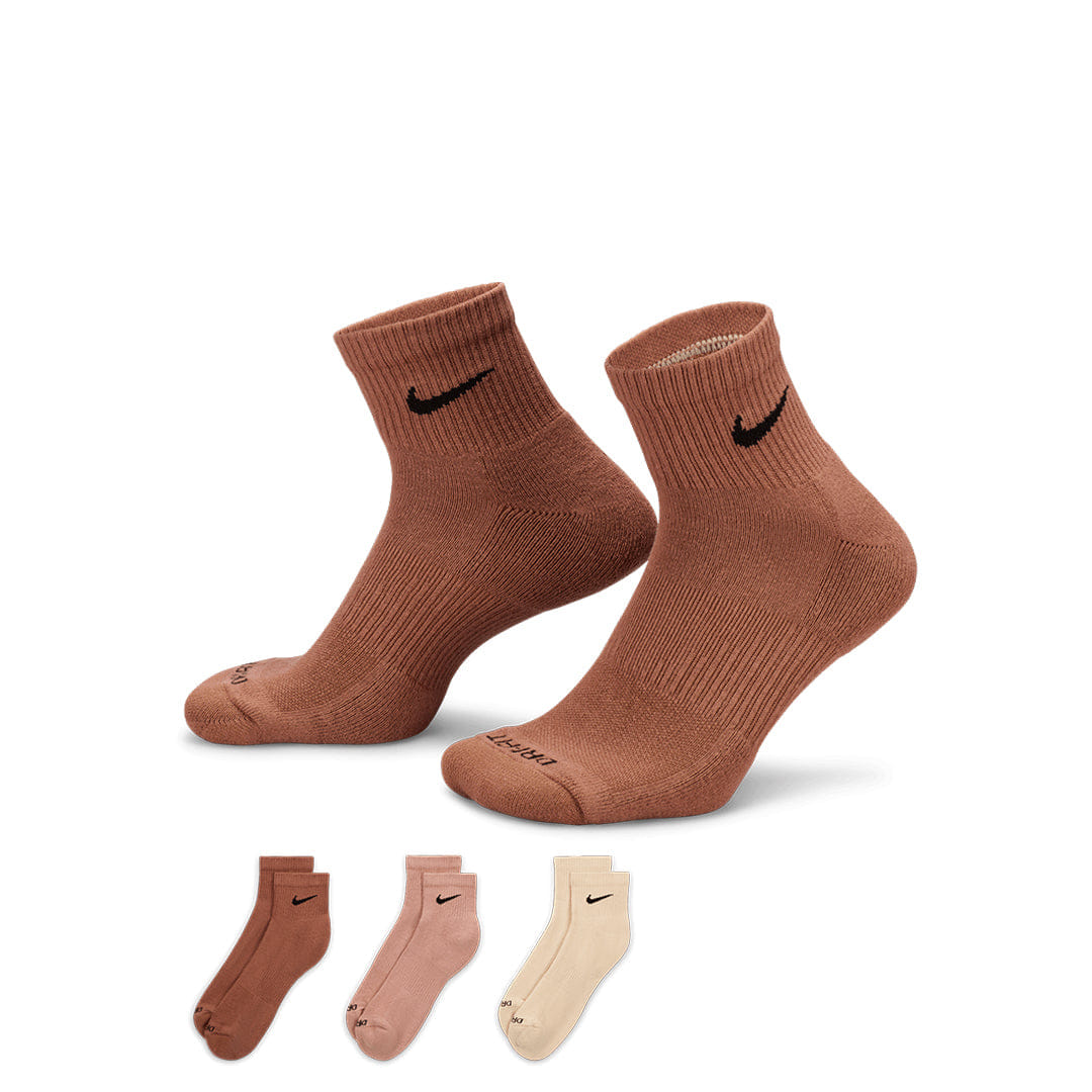 Nike EVERYDAY PLUS CUSHIONED ANKLE SOCKS 3 PACK BROWN MULTI