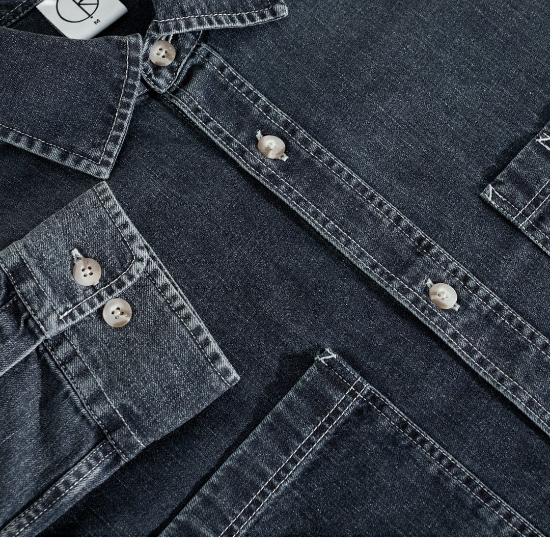 POLAR MIKE LONG SLEEVE SHIRT DENIM - WASHED BLUE