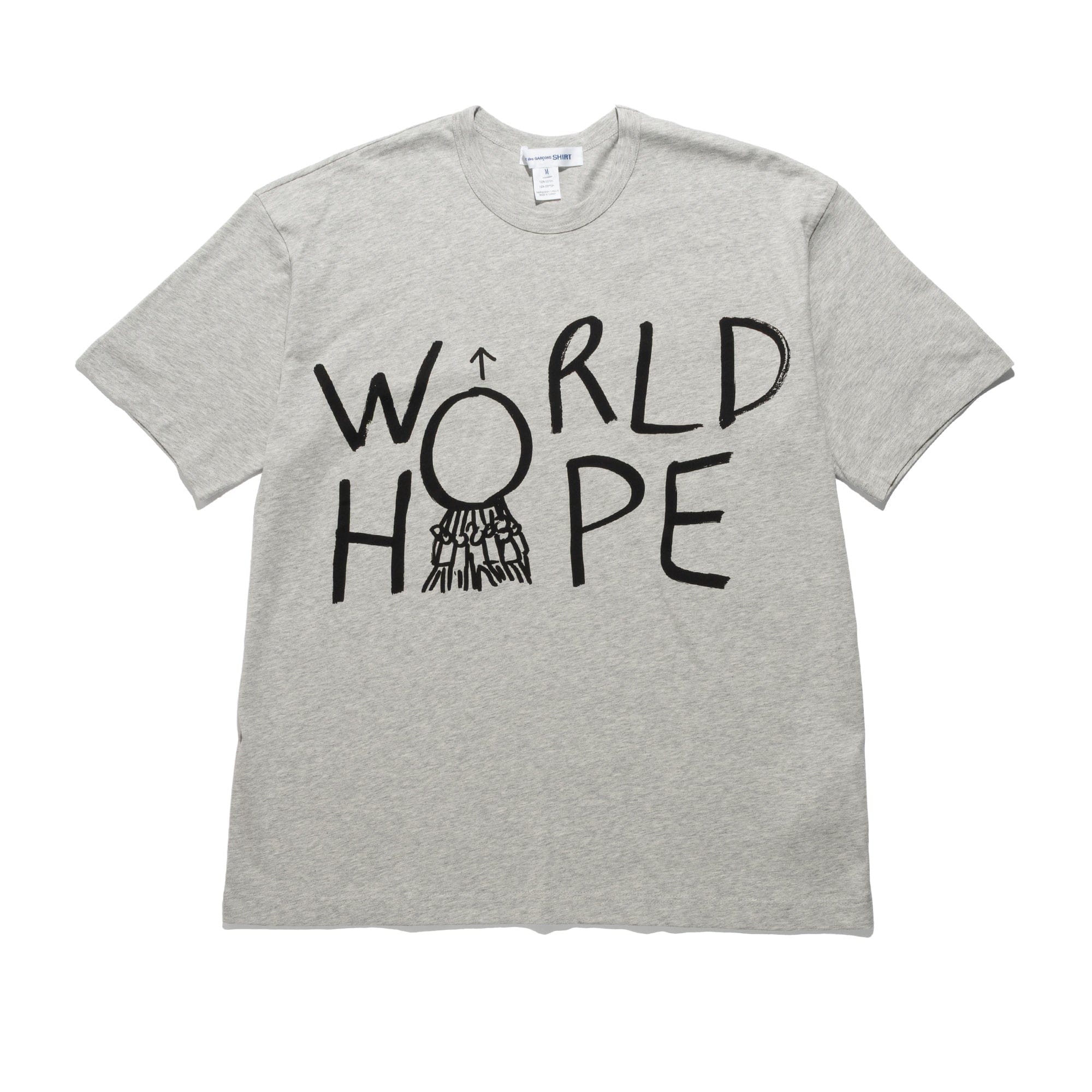 Comme Des Garcons SHIRT CDG Shirt World Hope T-Shirt Grey FQ-T035-S26-1