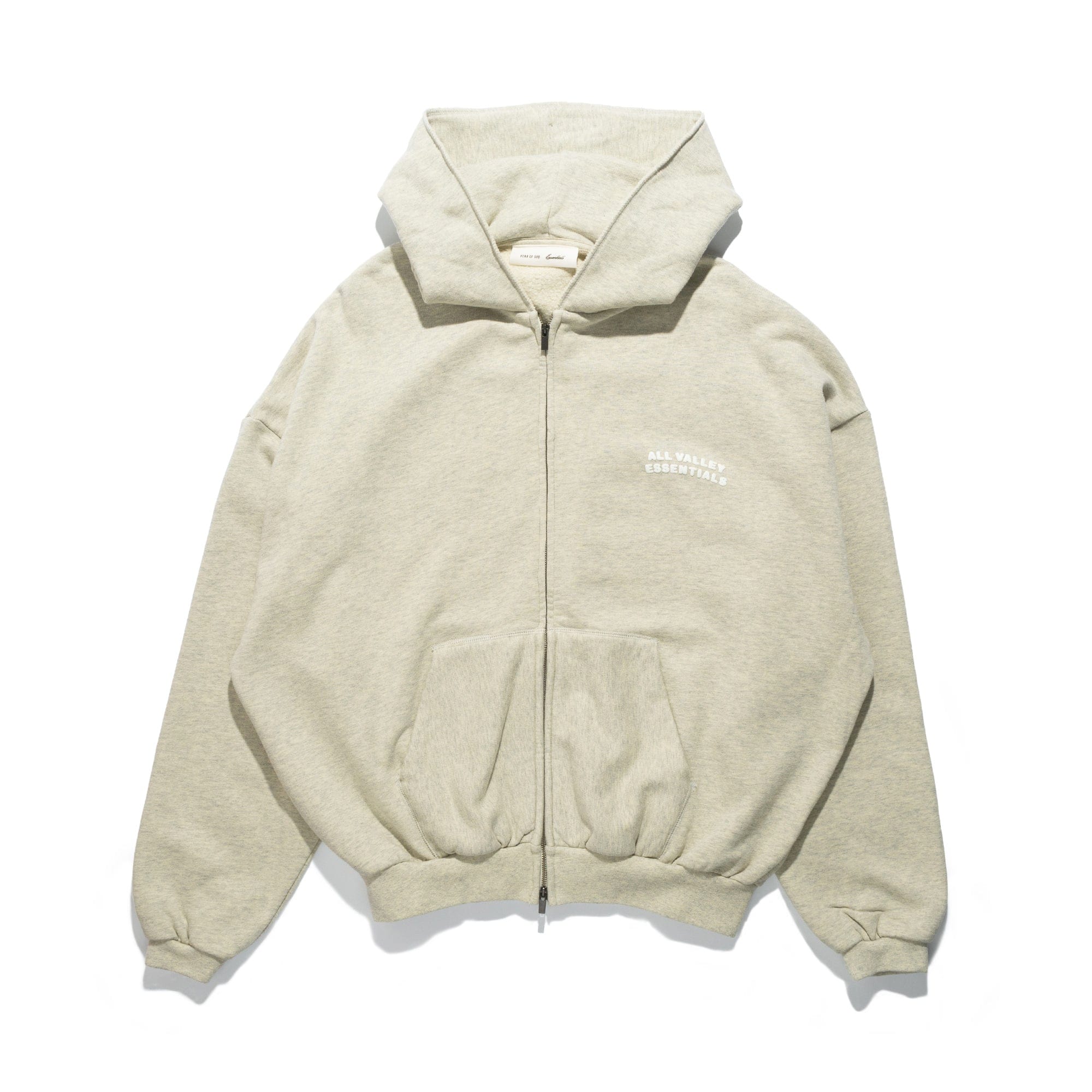 Fear of God Essentials 90's Full Zip Up Hoodie Washed Vanilla RW00290-0144
