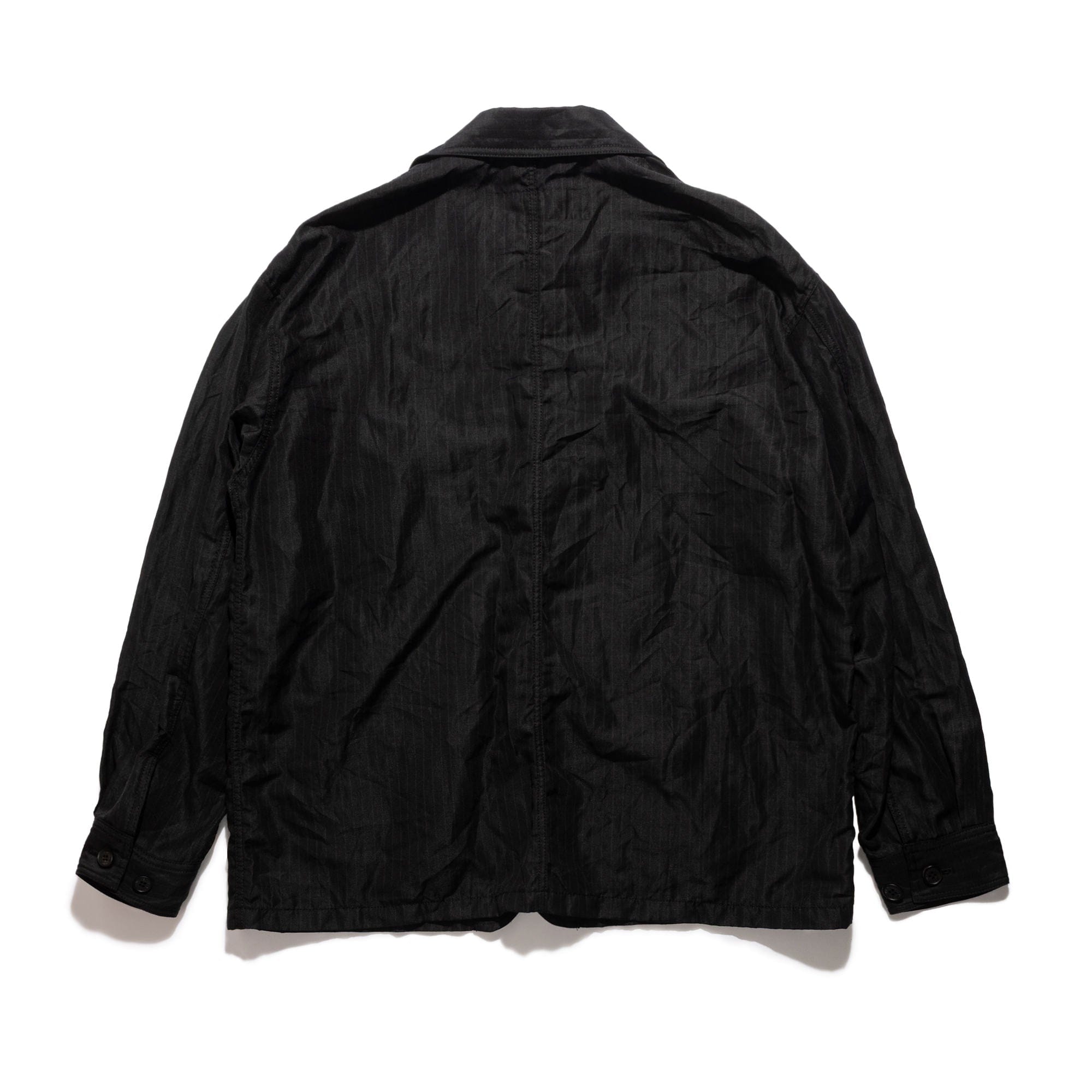 CDG Homme CdGH Linen Stripe Chore Jacket Black HQ-J027-051-1