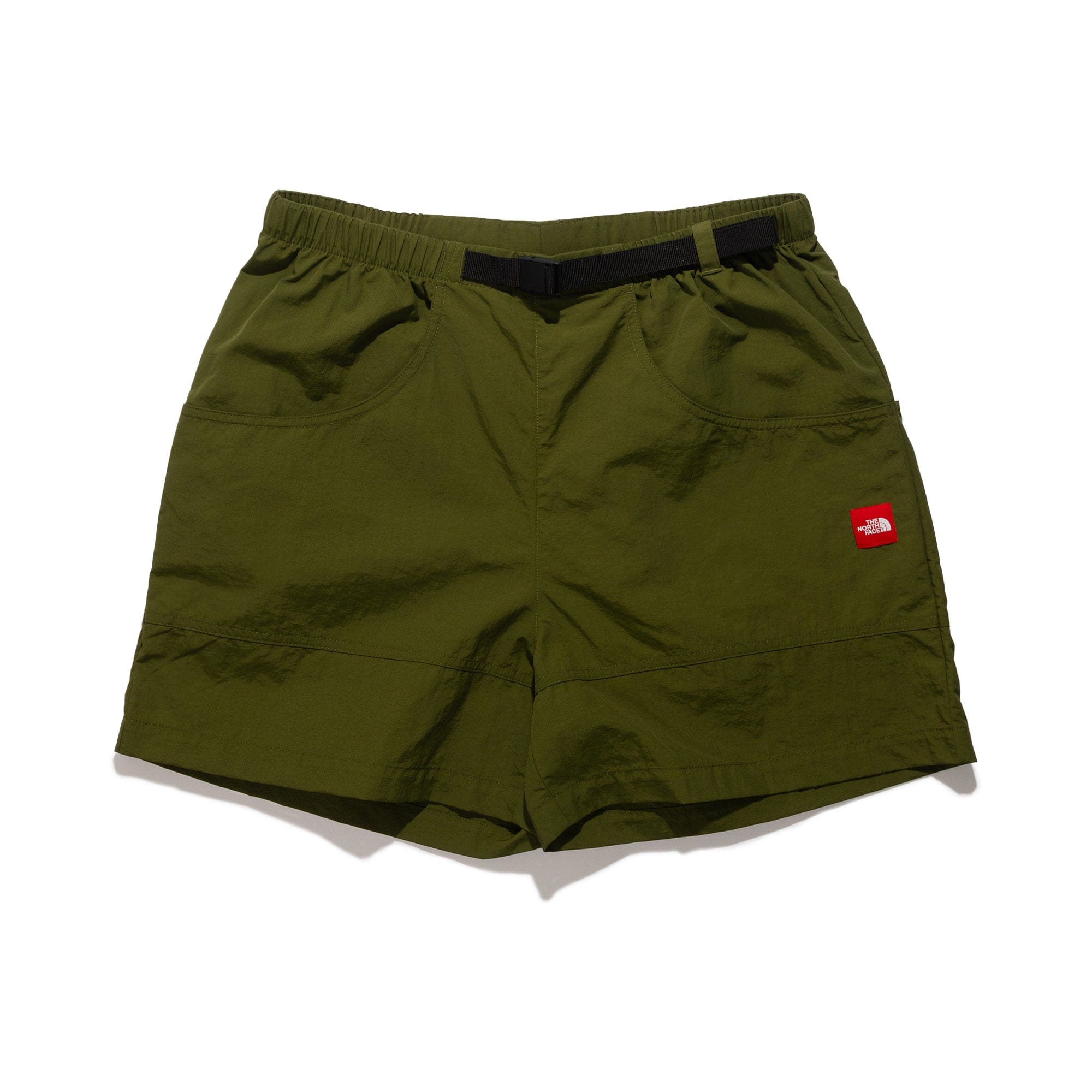 The North Face TNF Red Box Nylon Belted Shorts Woodland Green NF0A8FHDBRI