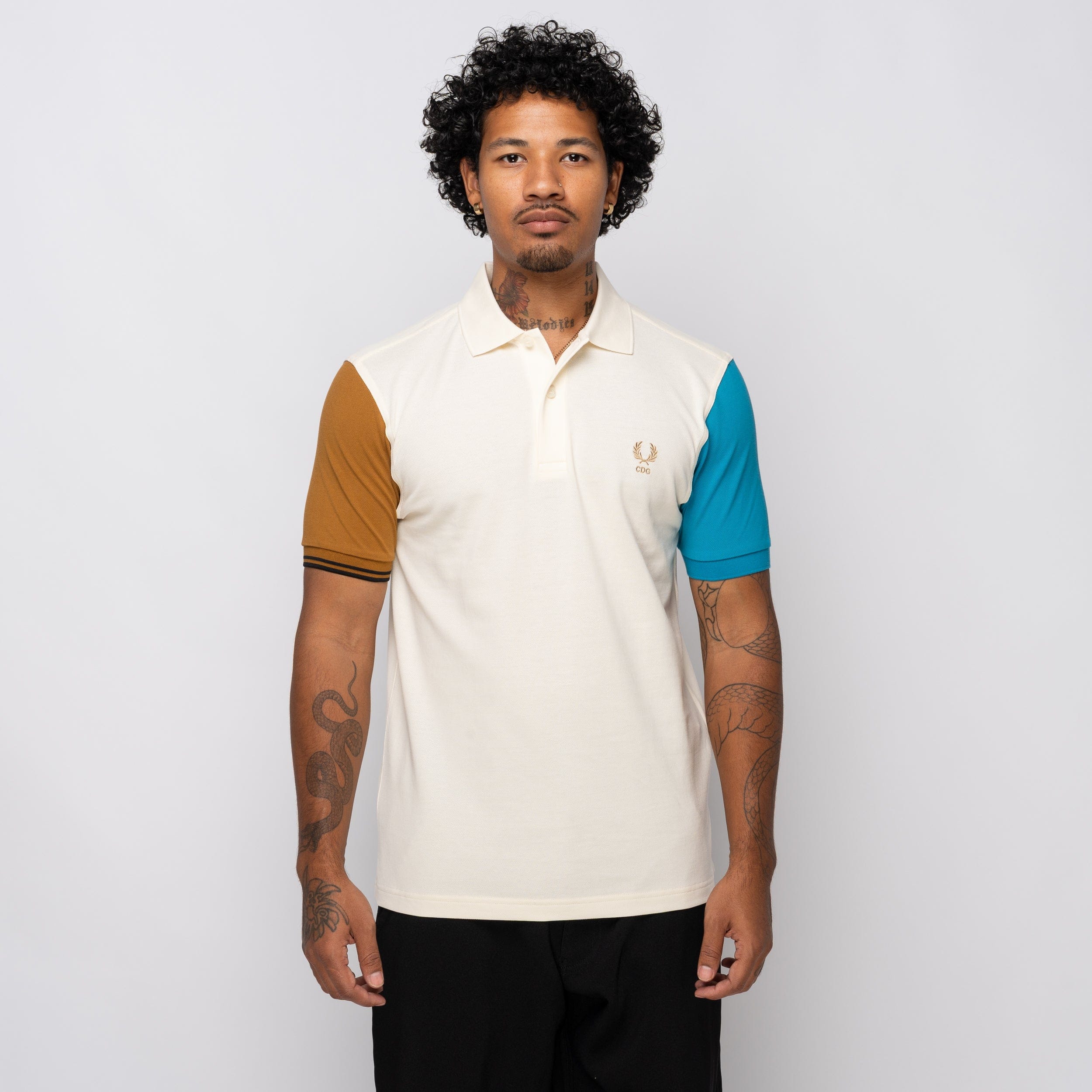 Comme Des Garcons SHIRT CDG Shirt x Fred Perry S/S Polo Shirt Ecru/Cyan FP-T503-W25