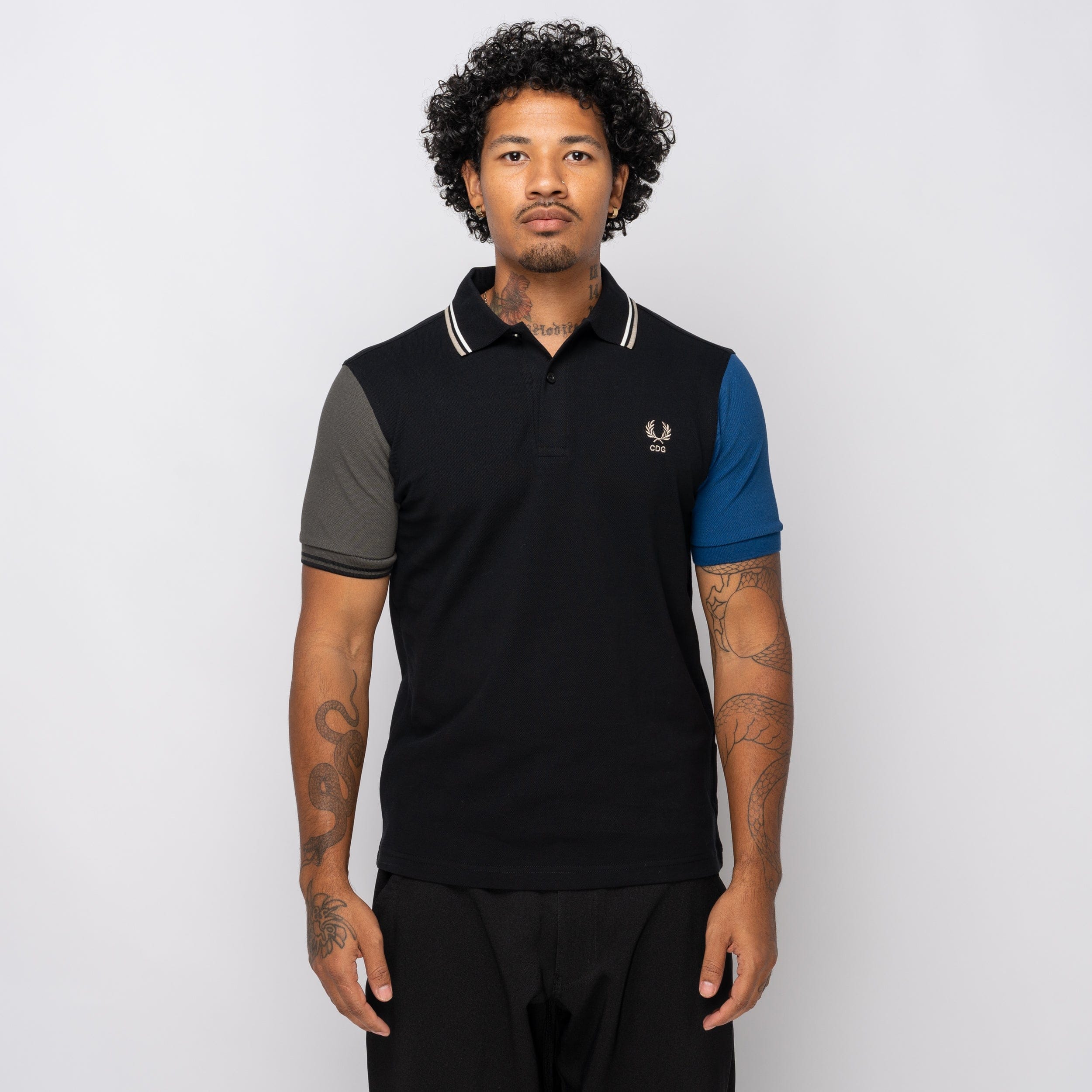 Comme Des Garcons SHIRT CDG Shirt x Fred Perry S/S Polo Shirt Black/Grey FP-T501-W25