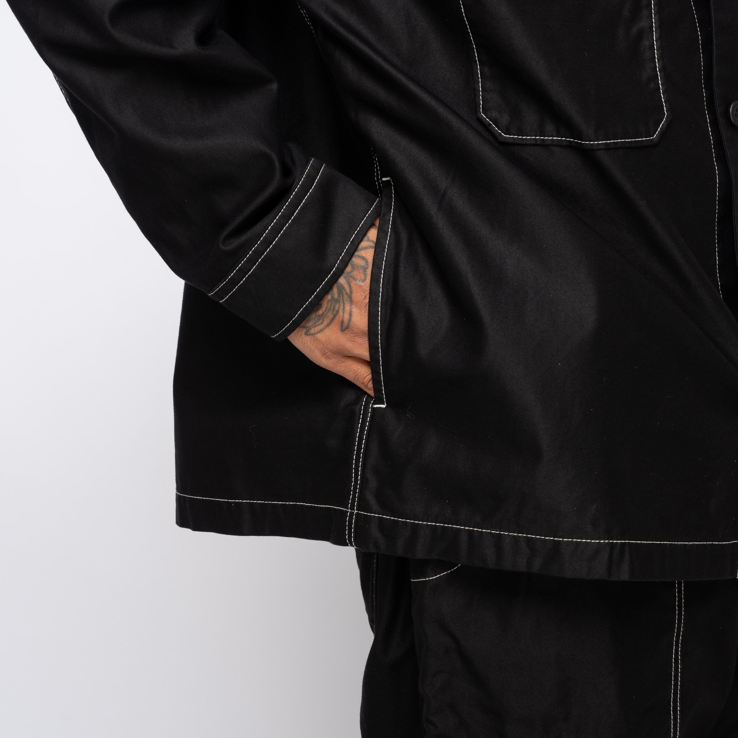 CDG Homme CdGH Top Stitch Overshirt Jacket Black HP-J015-051-1