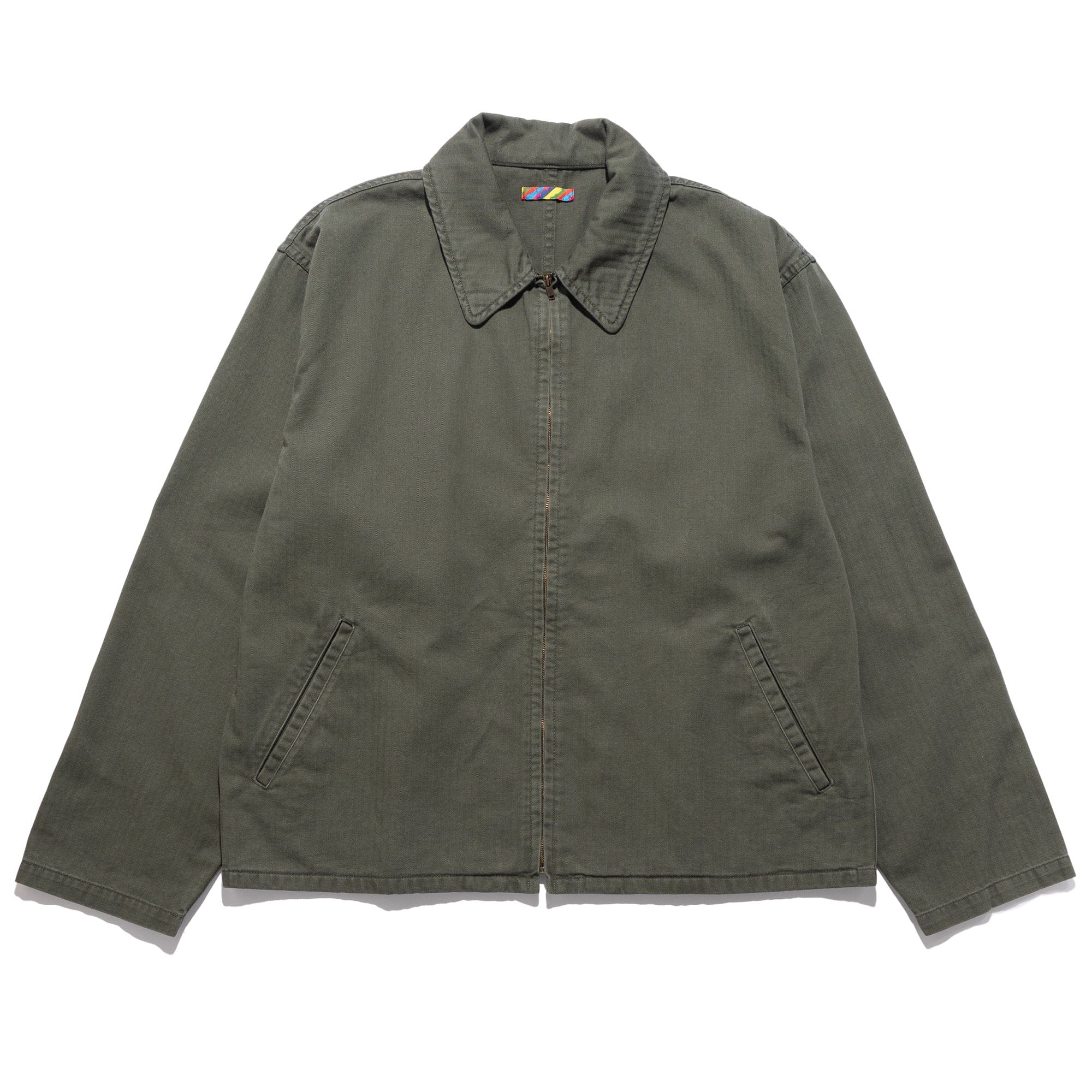 is-ness Herringbone Zip Jacket Khaki 1007AWJK06