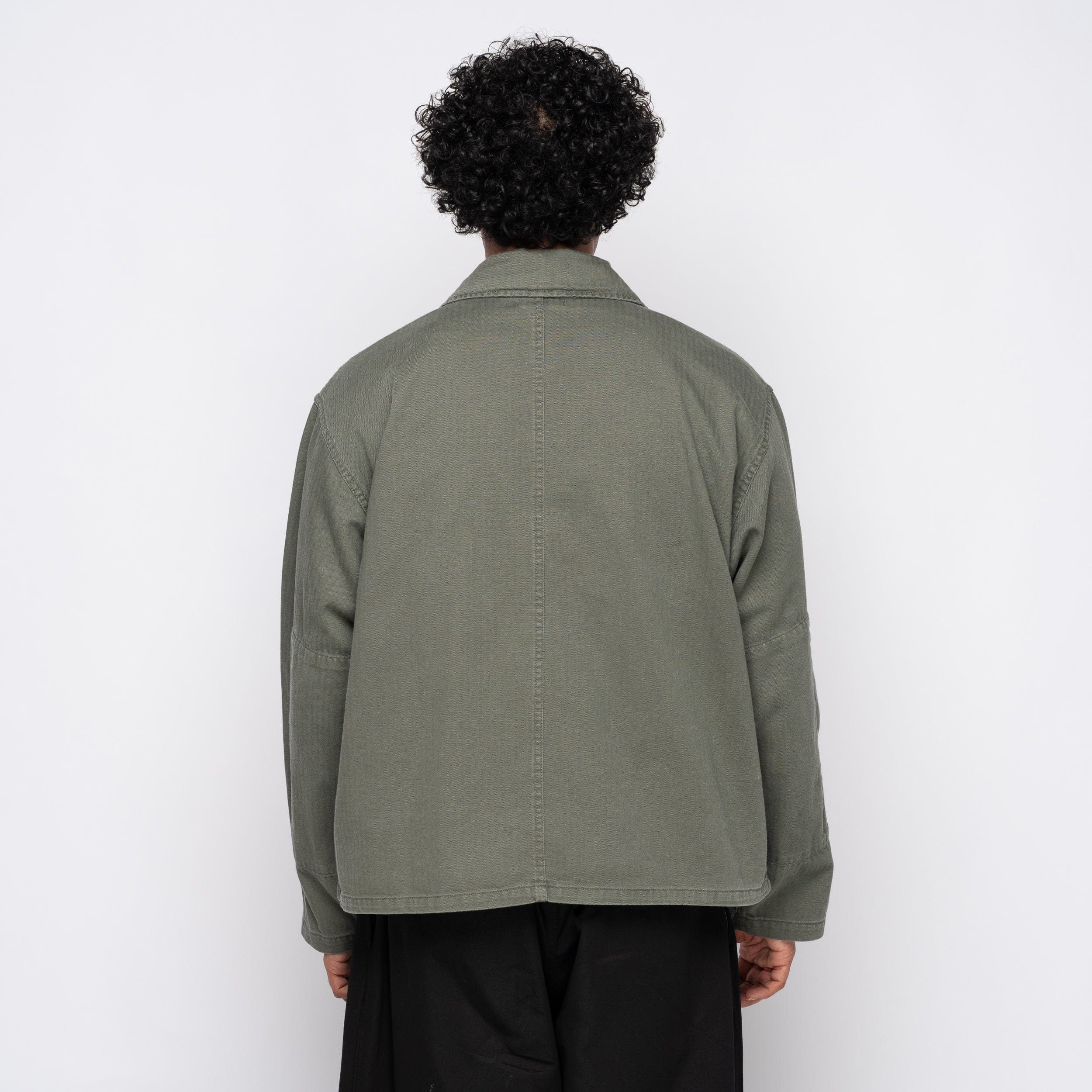 is-ness Herringbone Zip Jacket Khaki 1007AWJK06