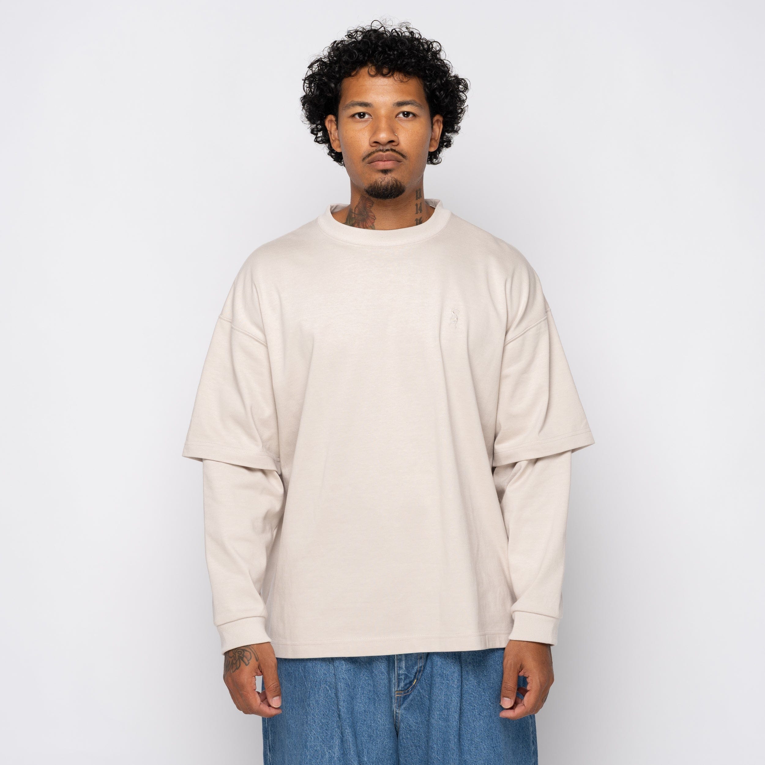 is-ness Layered LS Tee Greige 1007AWCS01