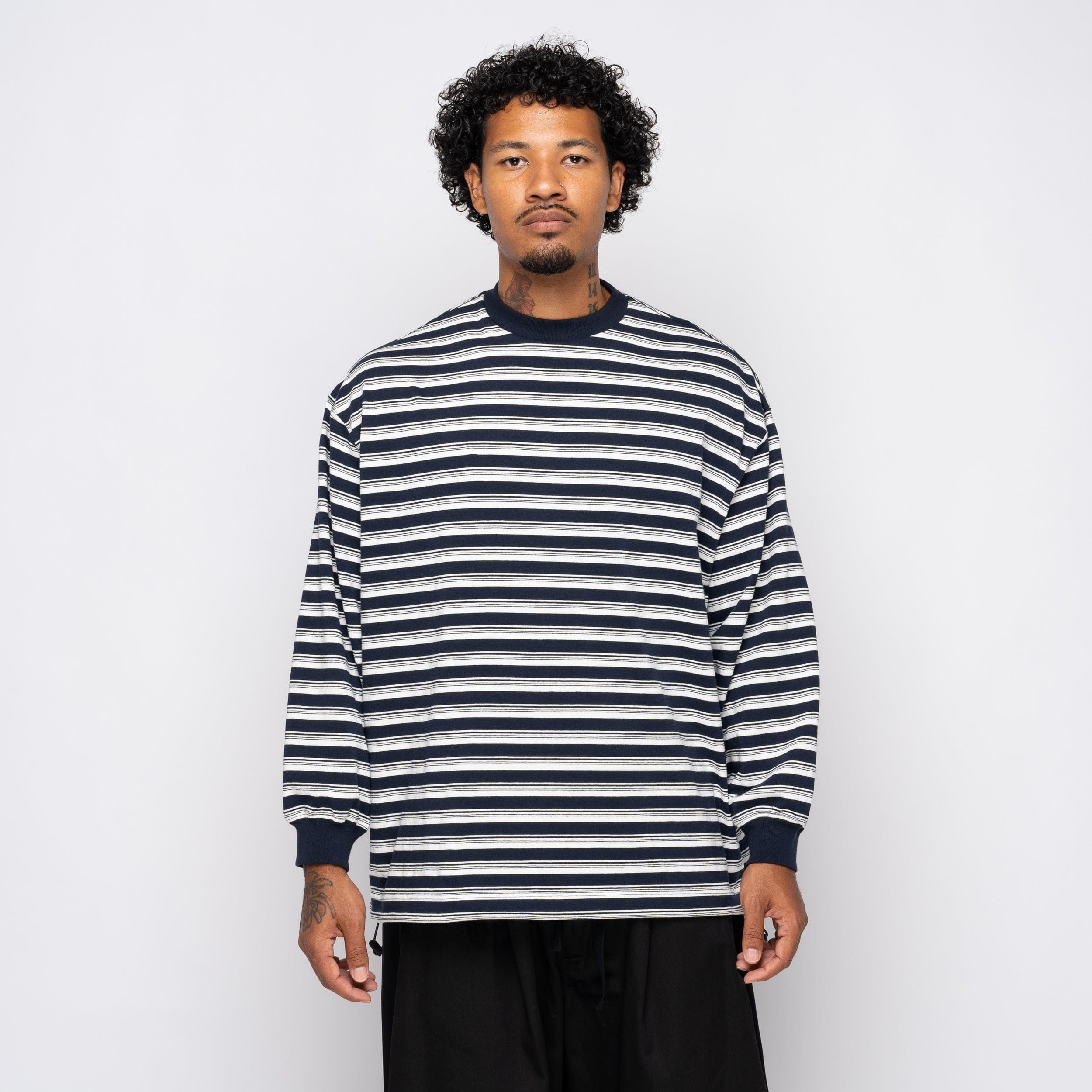 is-ness Balloon Striped LS Tee Navy 1004AWCS03