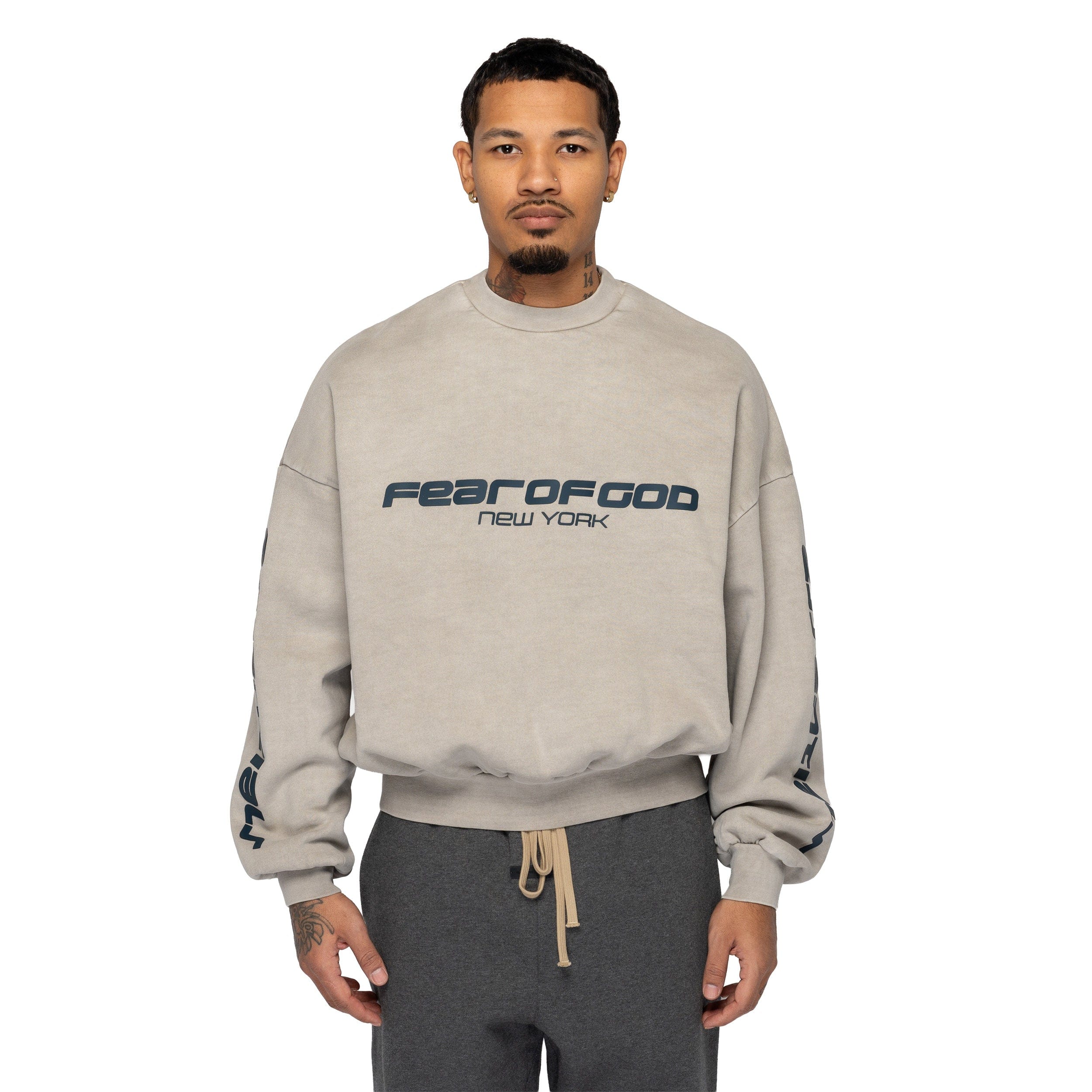 Fear of God Essentials Cropped Relaxed Sweatshirt New York Smoke Grey 192HO256891F