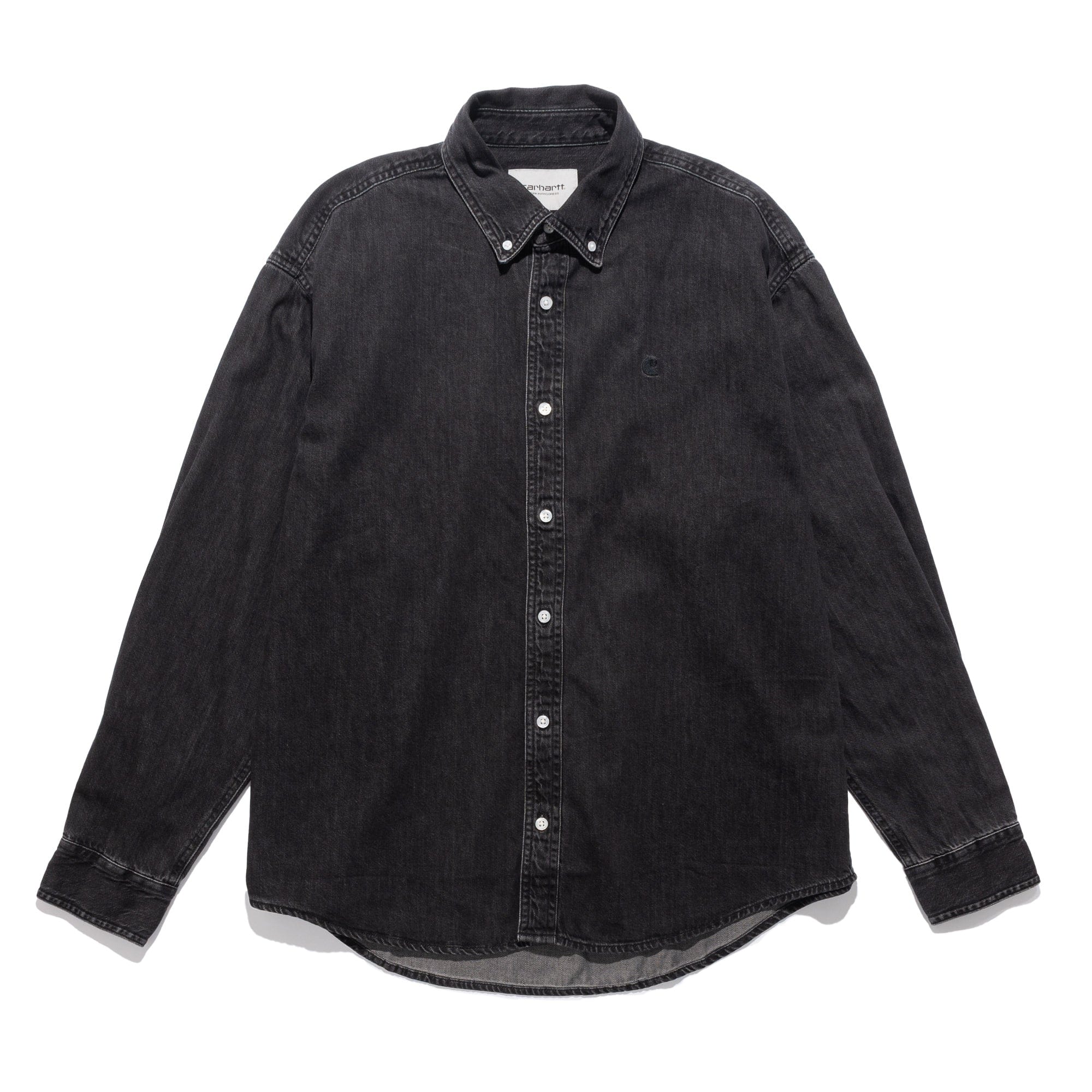 Carhartt WIP L/S Lucas Shirt 8.5oz Black Stone Washed I034525