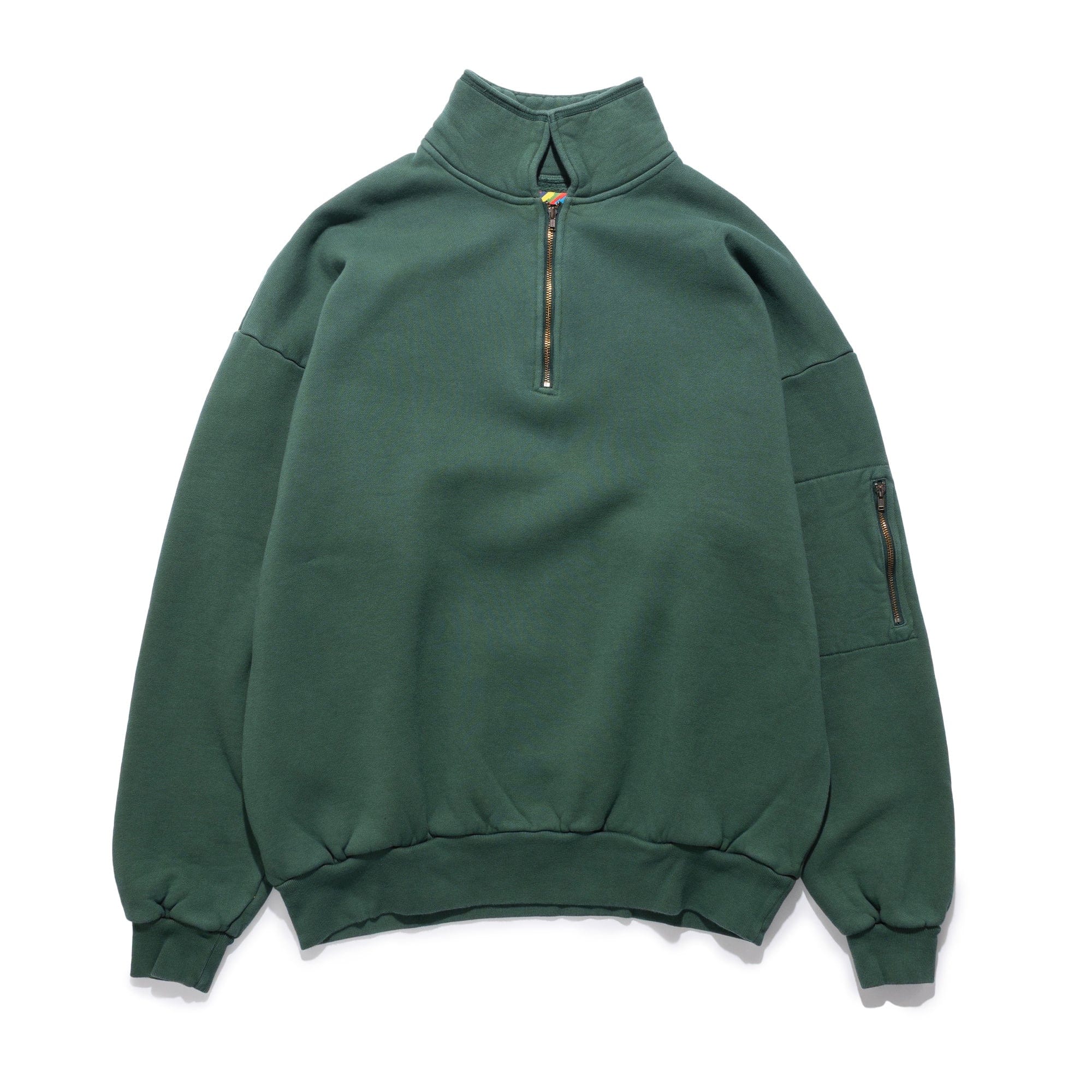 is-ness Pig Dyed Zip Sweatshirt Green 1007AWCS04