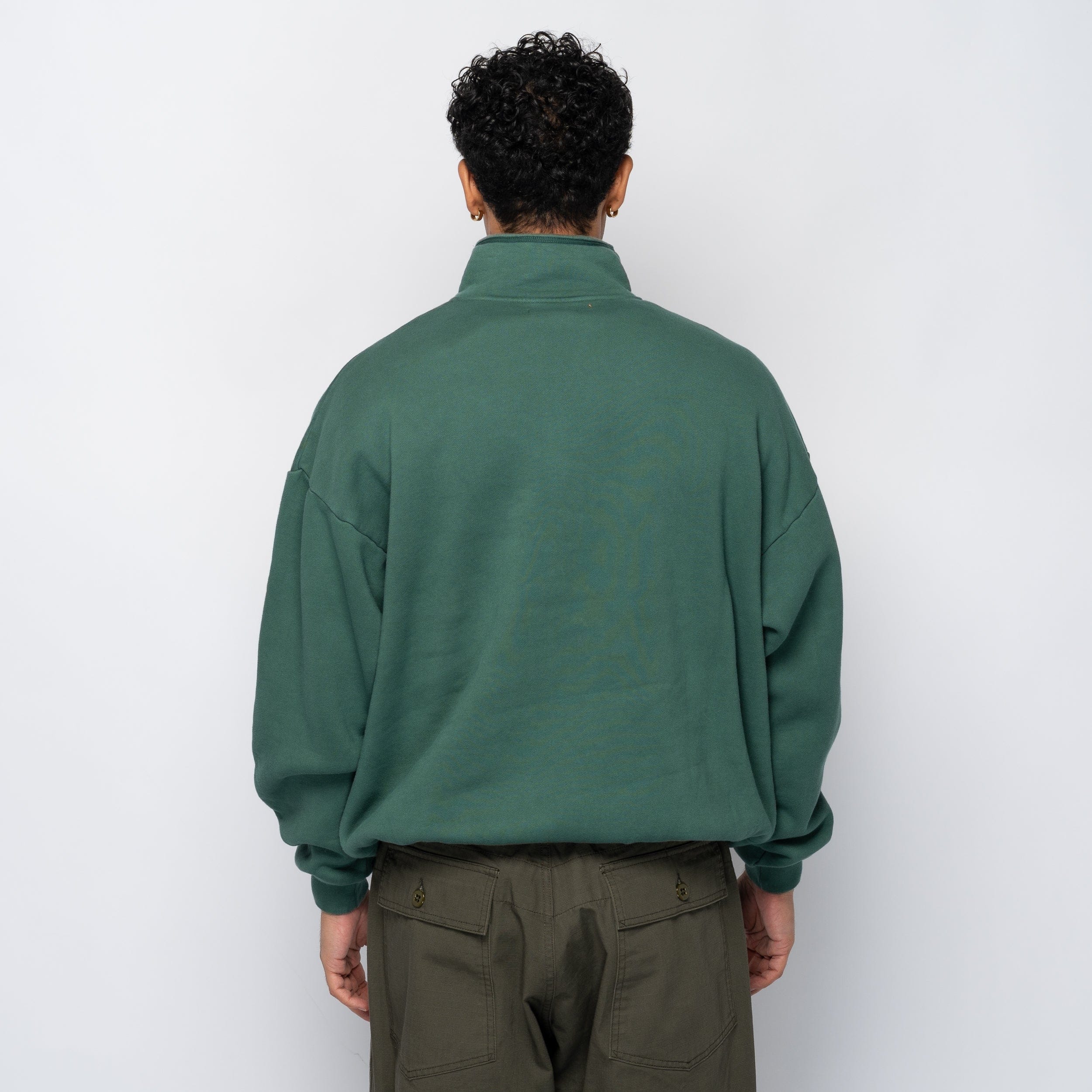 is-ness Pig Dyed Zip Sweatshirt Green 1007AWCS04