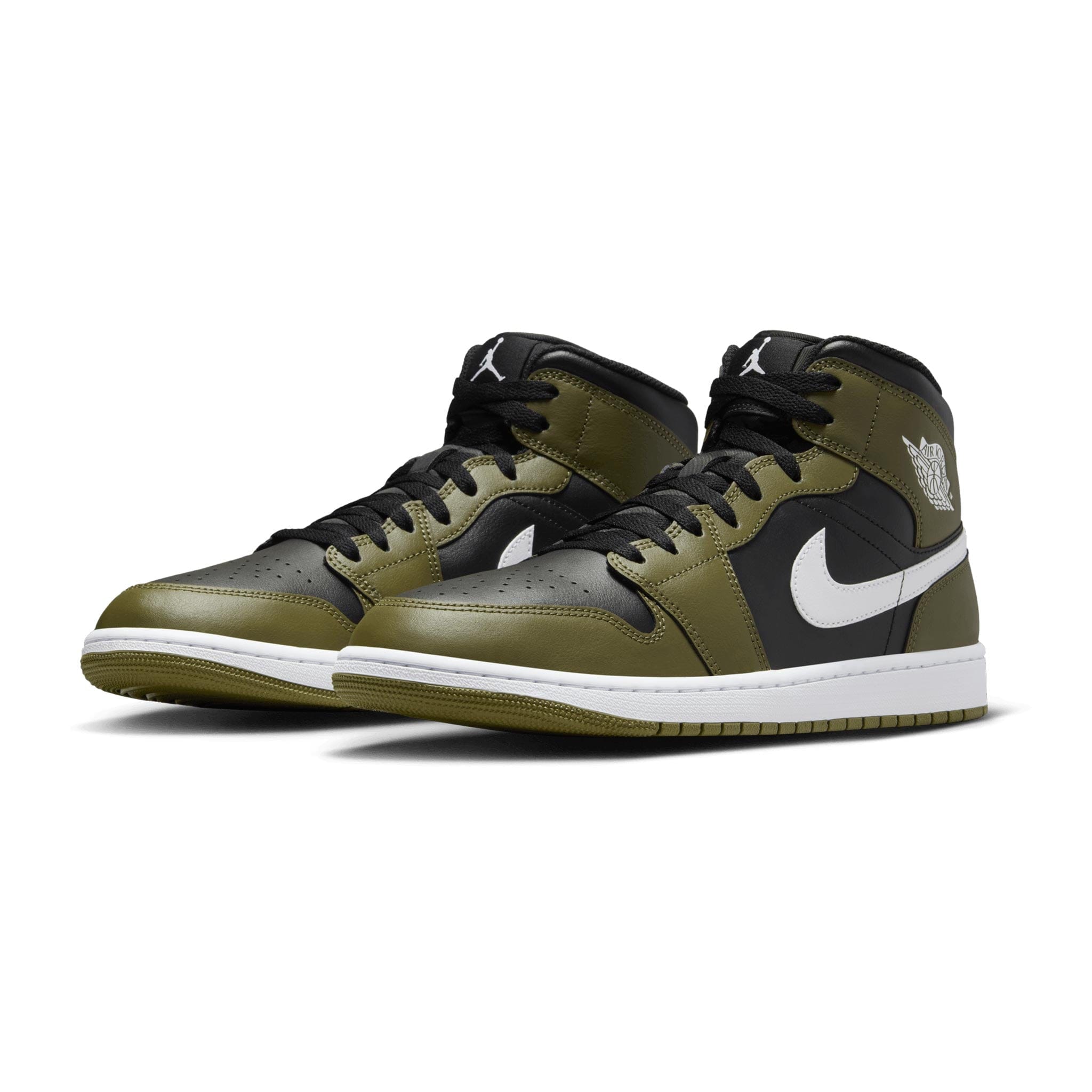 Air Jordan 1 Mid Black/White-Medium Olive-Sail DQ8426-092