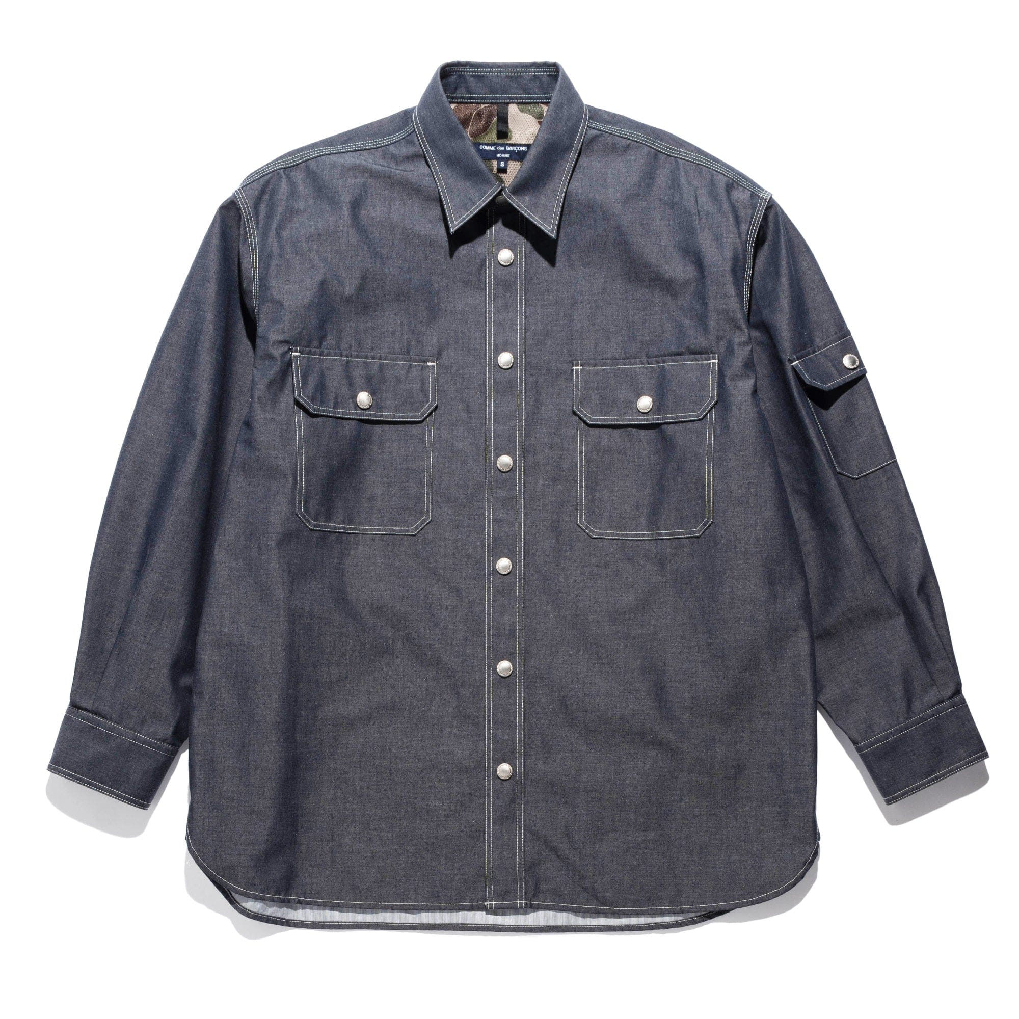 CDG Homme CdGH Tech Denim Shirt Grey HN-B004-051