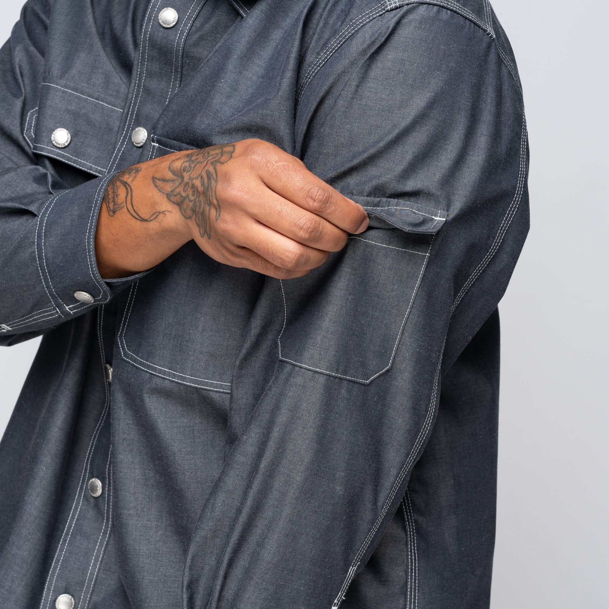 CDG Homme CdGH Tech Denim Shirt Grey HN-B004-051