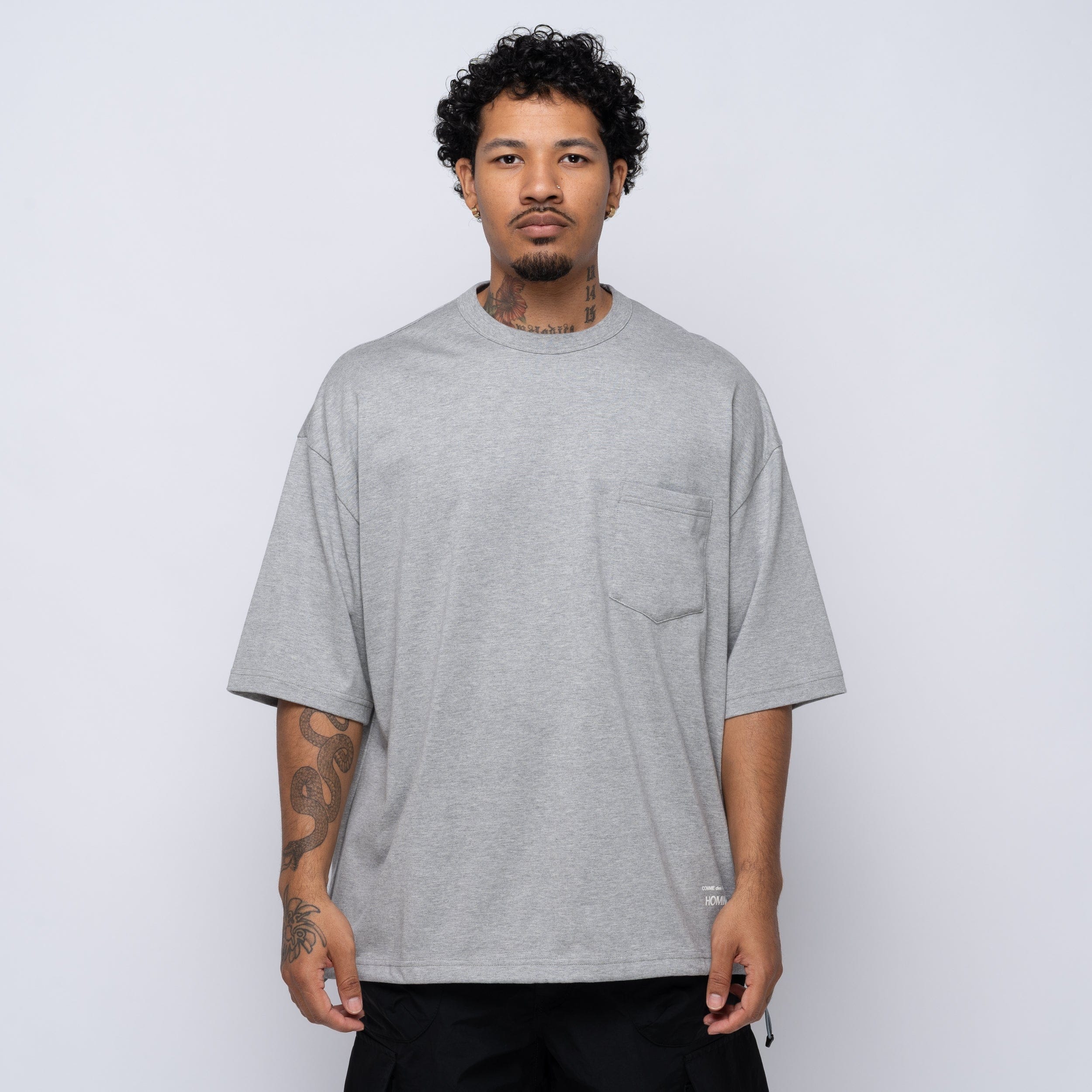 CDG Homme CdGH Chest Pocket Balloon Tee Grey HO-T015-051-4