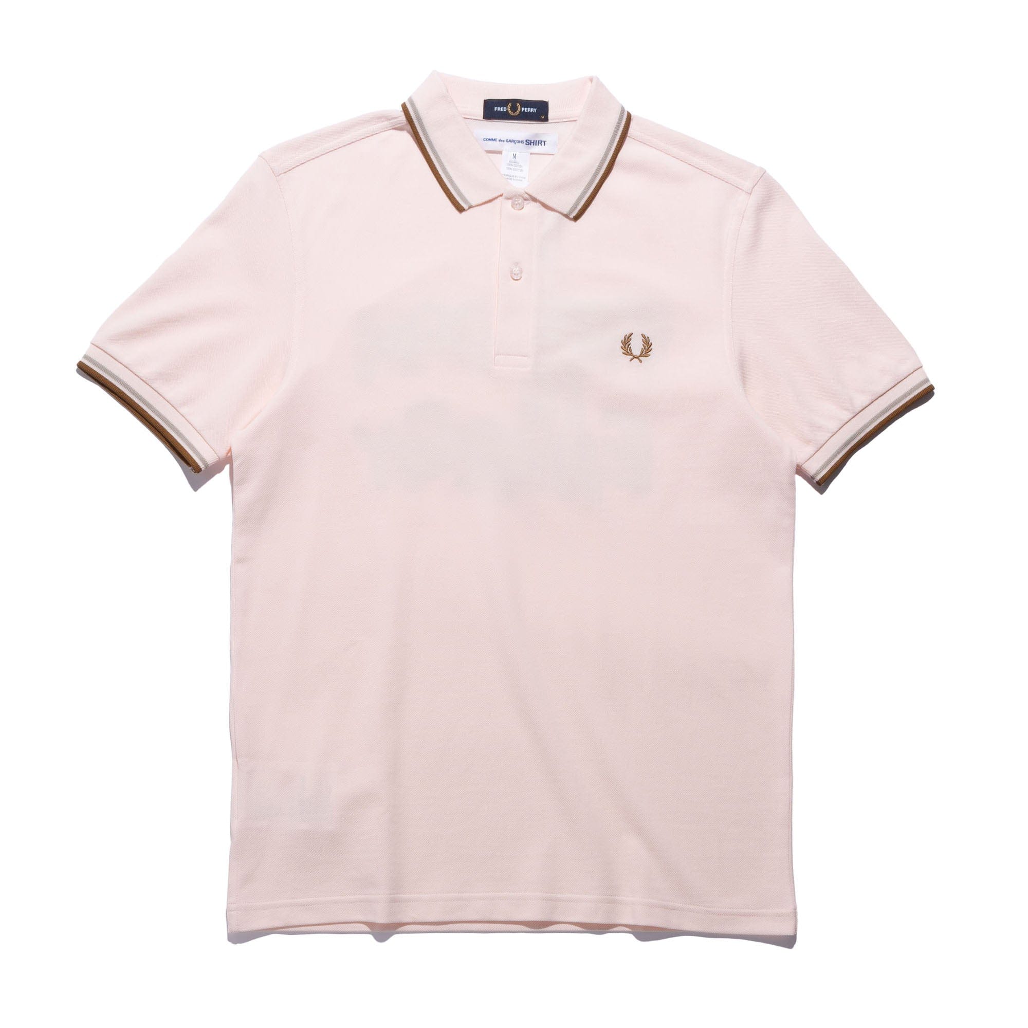 Comme Des Garcons SHIRT CDG SHIRT x Fred Perry Freedom Is Energy Polo Shirt Peach FO-T501-S25-3