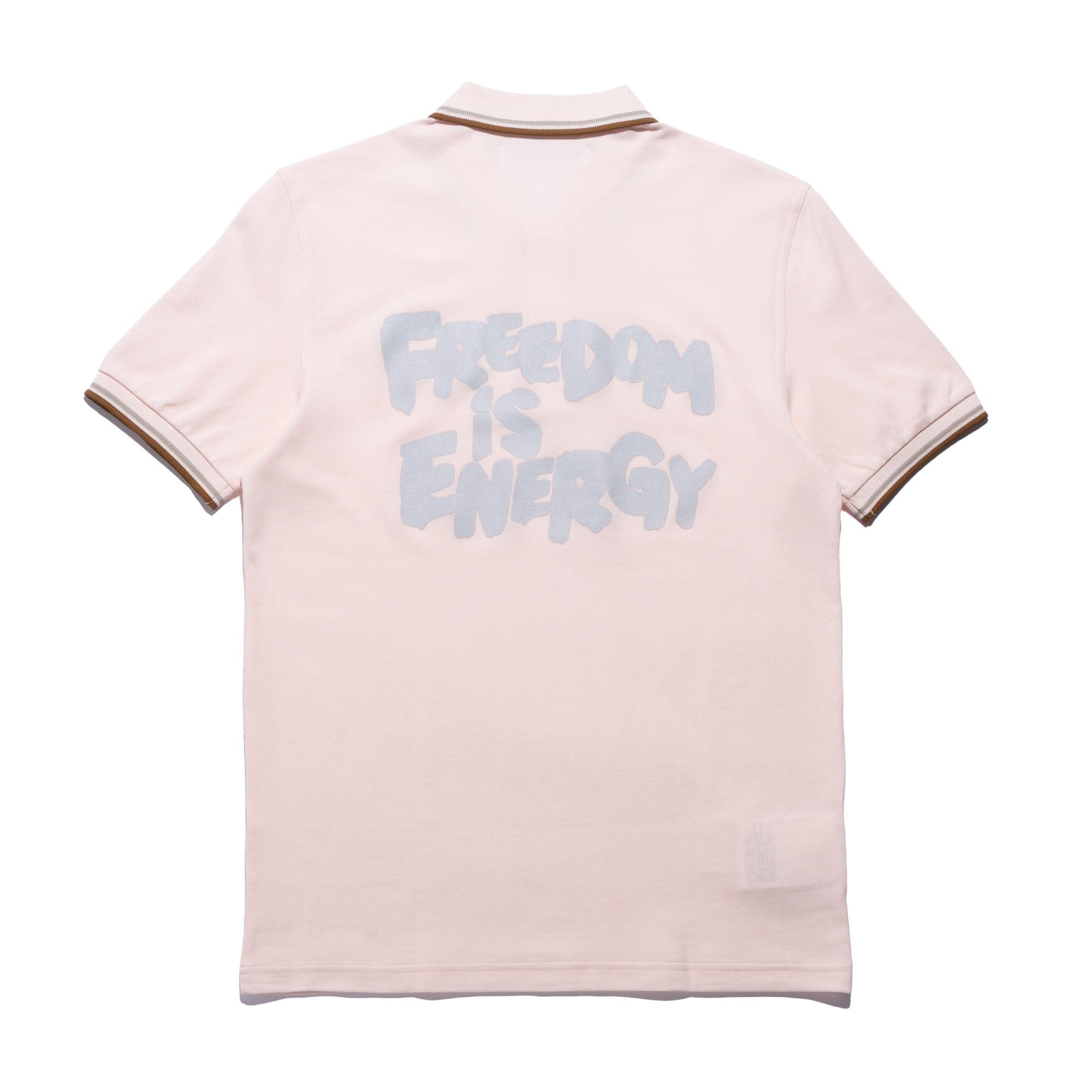 Comme Des Garcons SHIRT CDG SHIRT x Fred Perry Freedom Is Energy Polo Shirt Peach FO-T501-S25-3