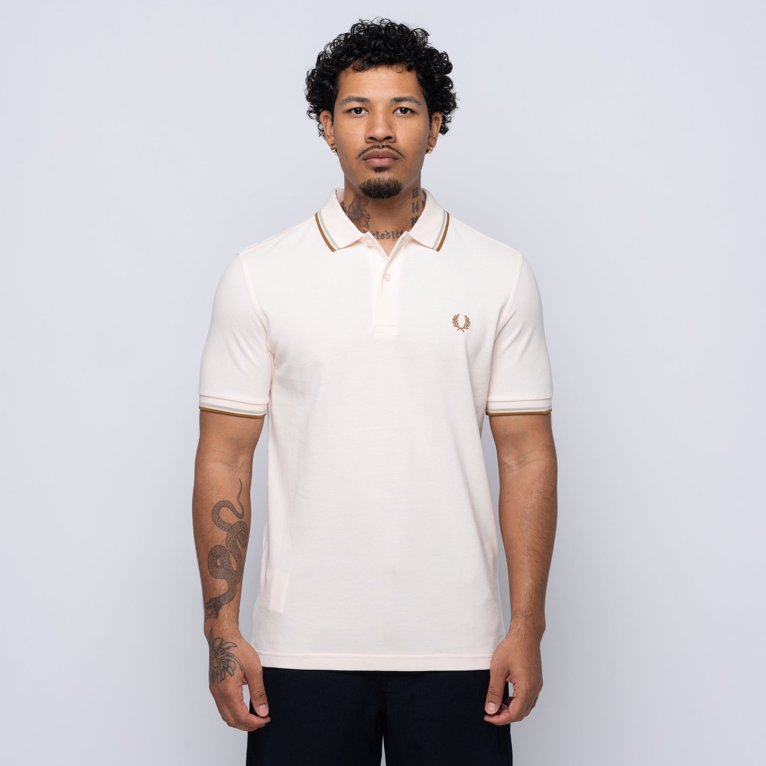 Comme Des Garcons SHIRT CDG SHIRT x Fred Perry Freedom Is Energy Polo Shirt Peach FO-T501-S25-3