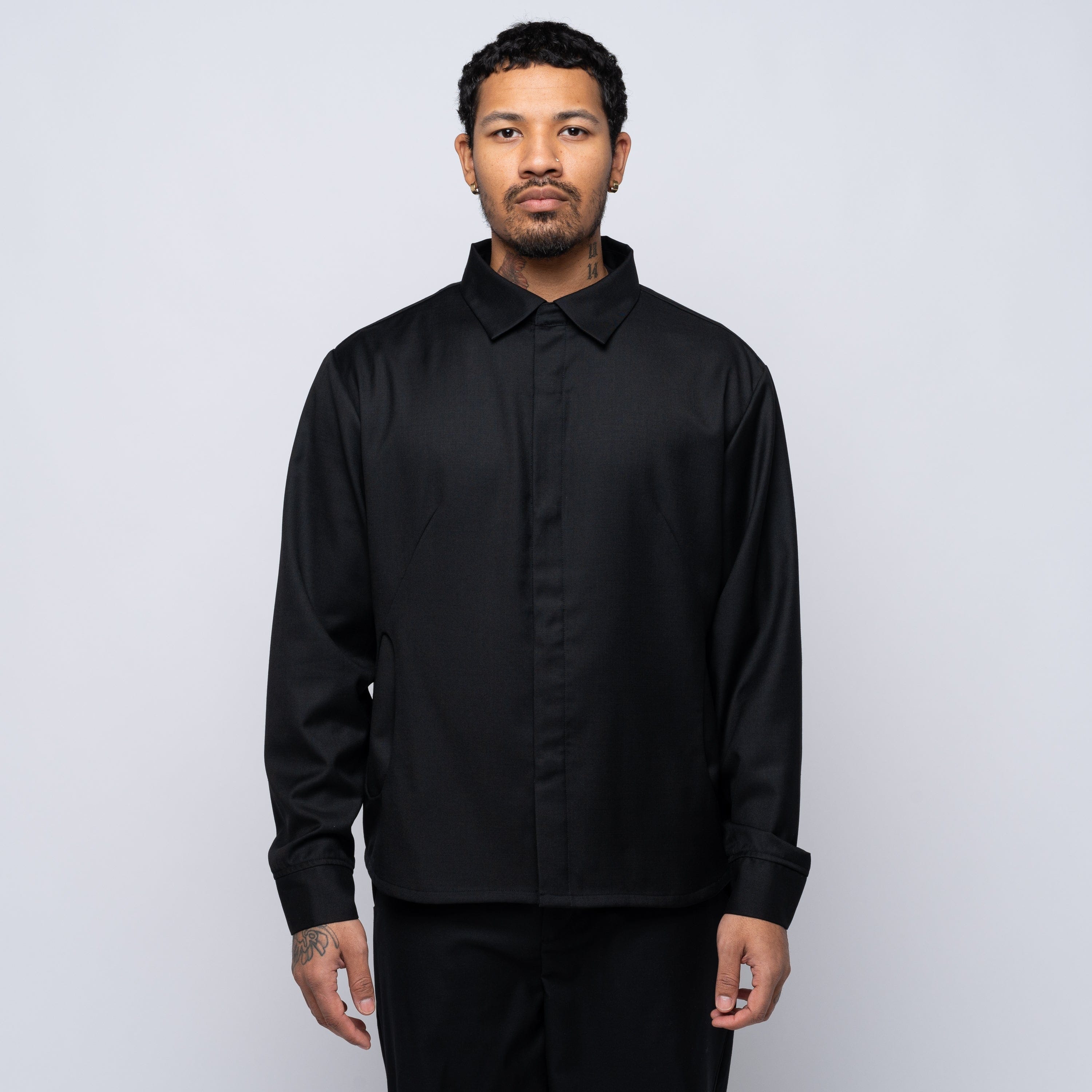 J EONGL I Jeongli Twill Dart Shirt Black